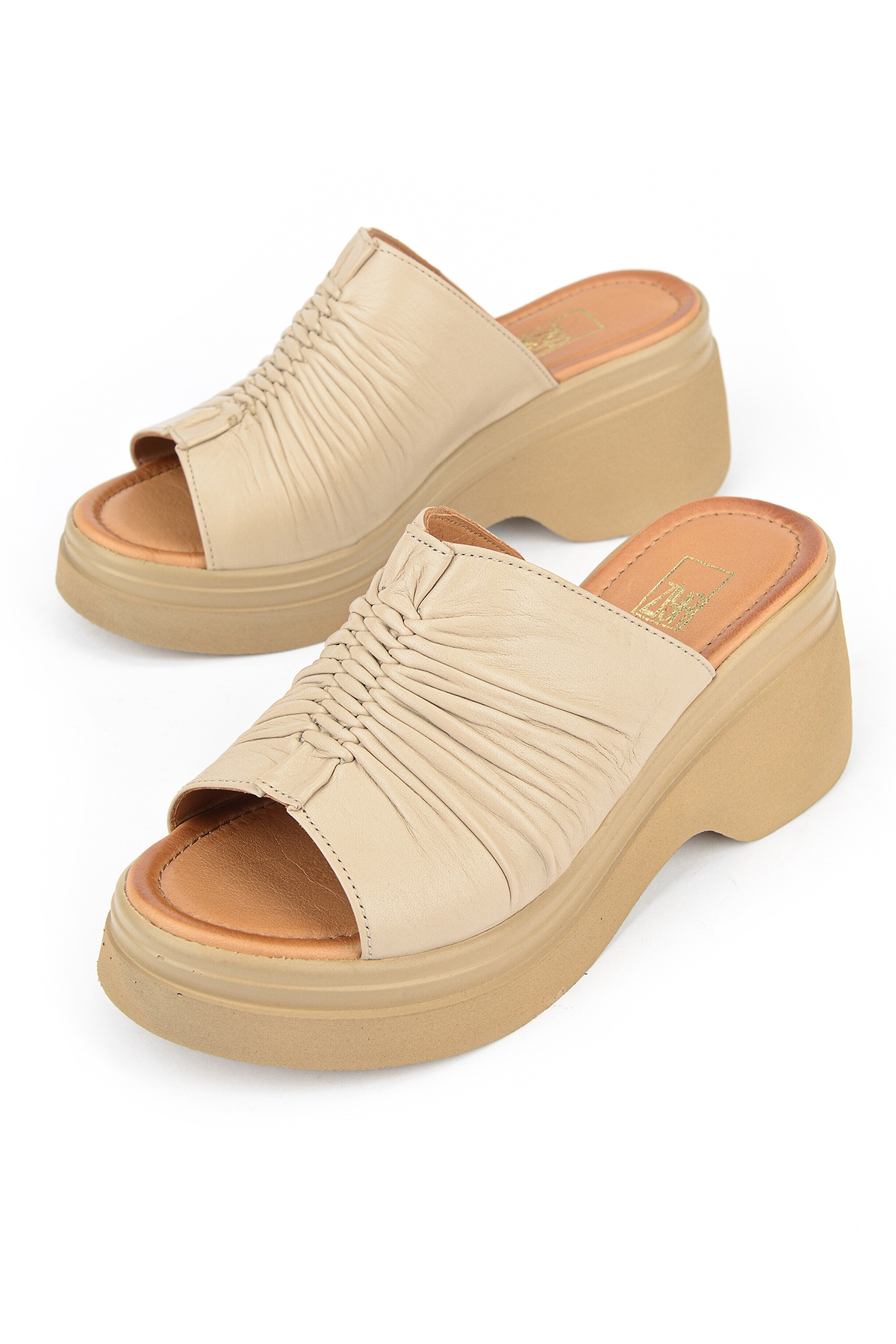 Ziya Bej Ziya Hakiki Kadın Deri Topuklu Terlik 161992Z64023