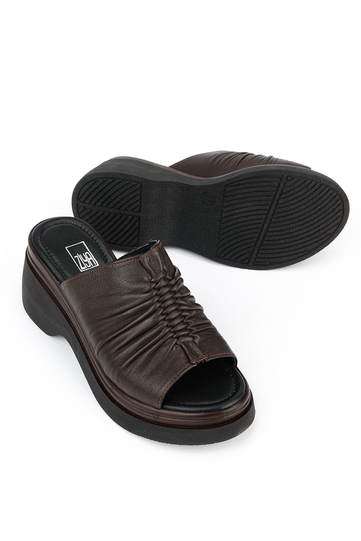 Ziya Bej Ziya Hakiki Kadın Deri Topuklu Terlik 161992Z64023