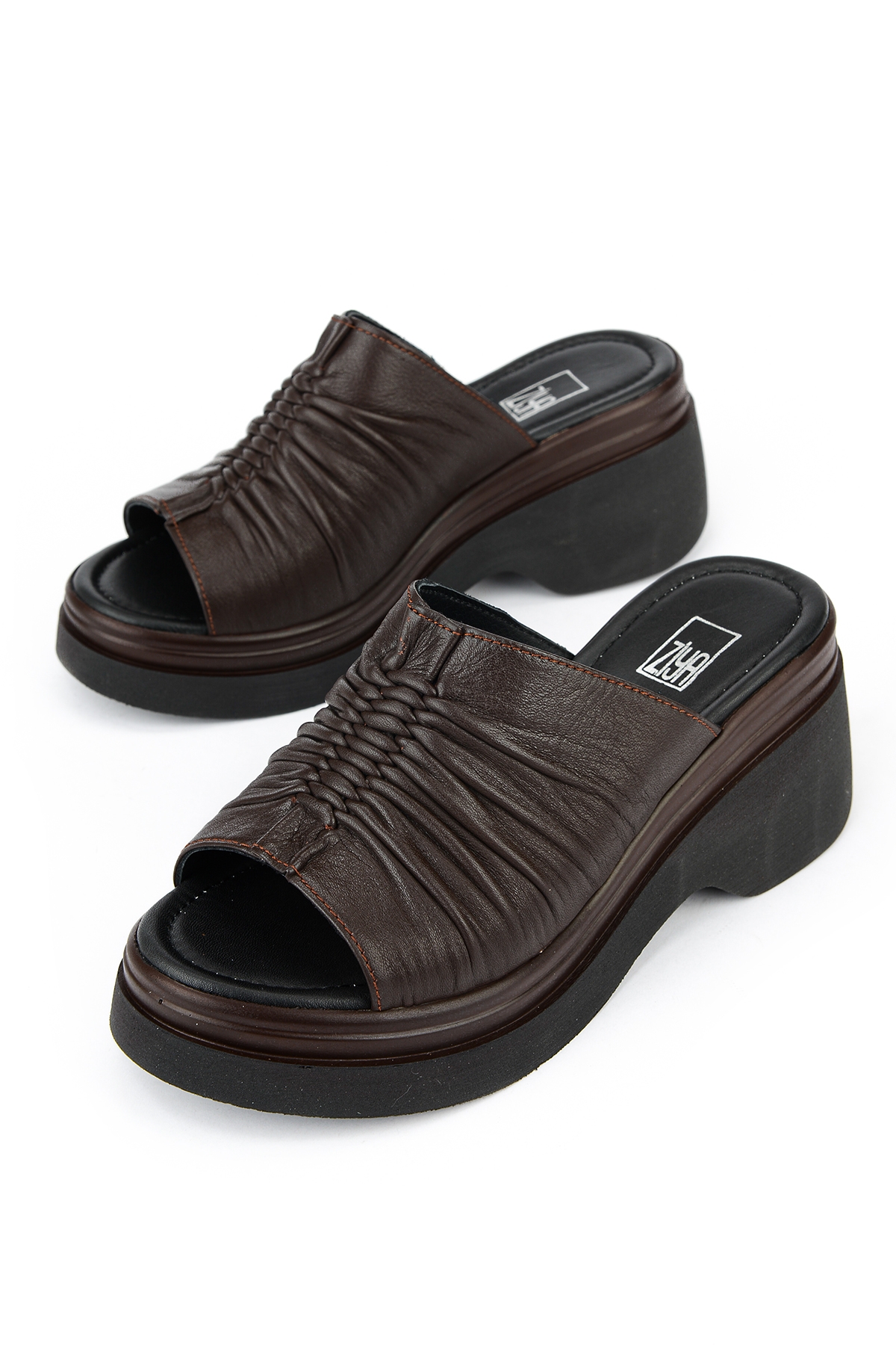 Ziya Bej Ziya Hakiki Kadın Deri Topuklu Terlik 161992Z64023