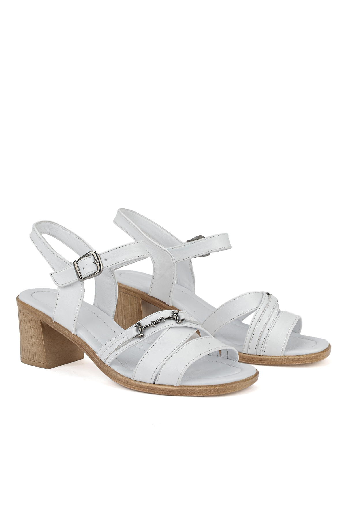 Ziya Beyaz Ziya Hakiki Kadın Deri Topuklu Sandalet 1611020Z2220