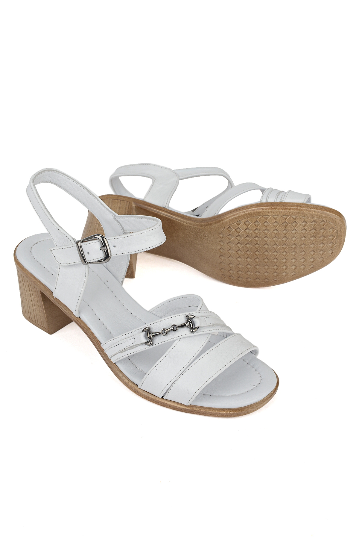 Ziya Beyaz Ziya Hakiki Kadın Deri Topuklu Sandalet 1611020Z2220