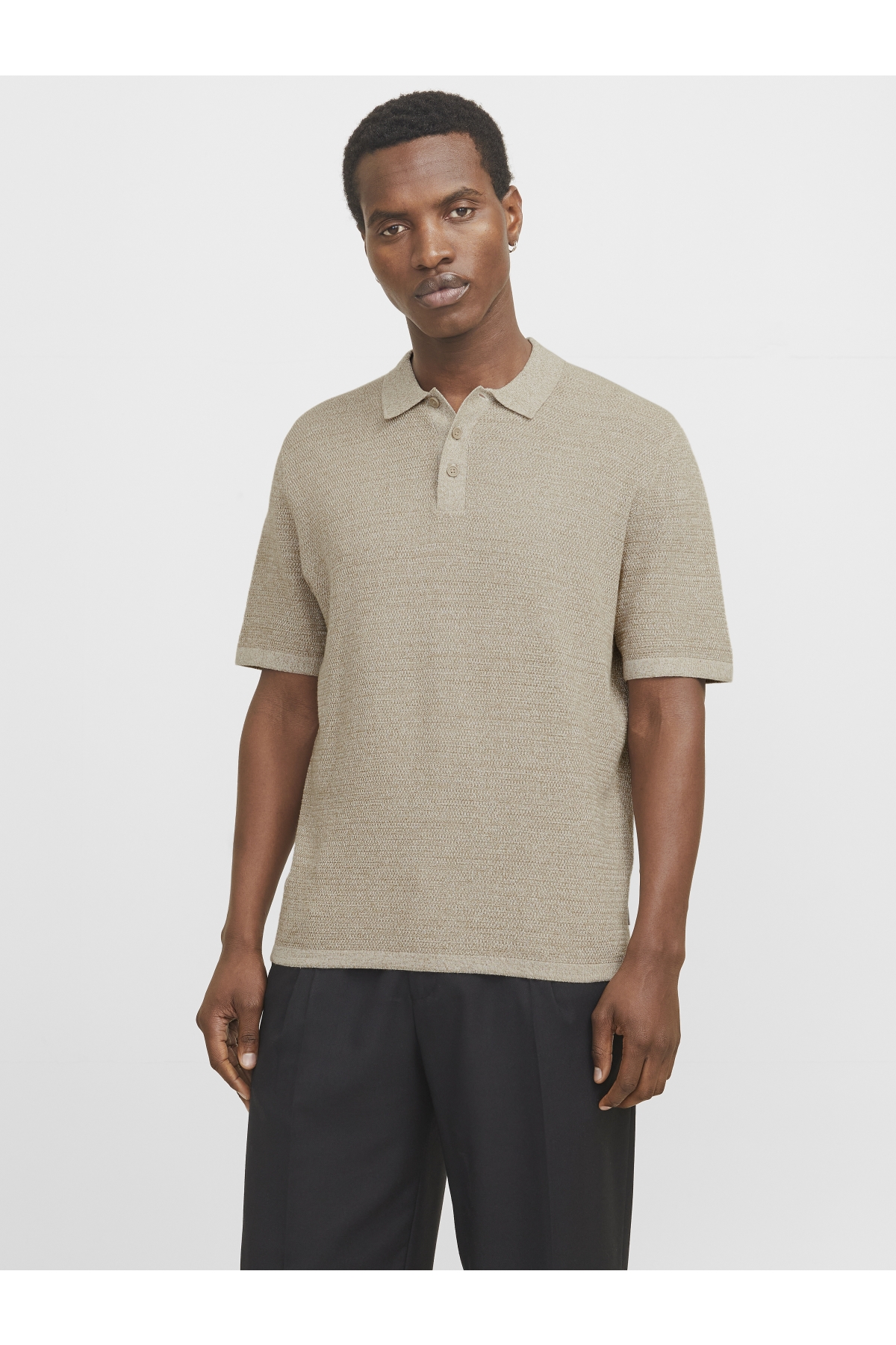 Jack Jones Jjegeorge Knıt Polo Ss Sn Erkek Antrasit Tshirt