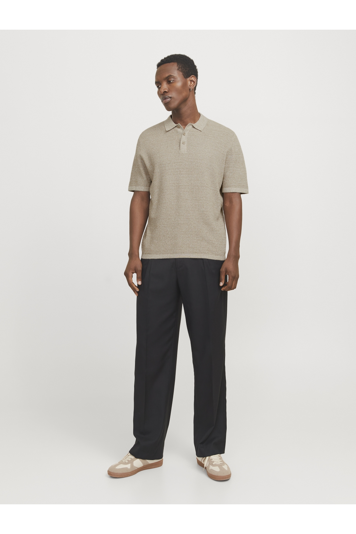 Jack Jones Jjegeorge Knıt Polo Ss Sn Erkek Antrasit Tshirt