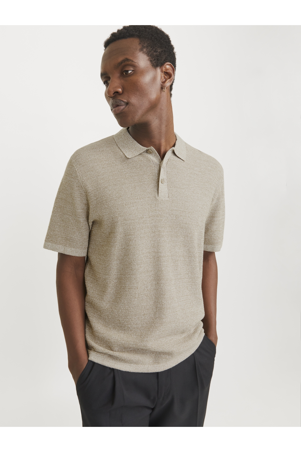 Jack Jones Jjegeorge Knıt Polo Ss Sn Erkek Antrasit Tshirt