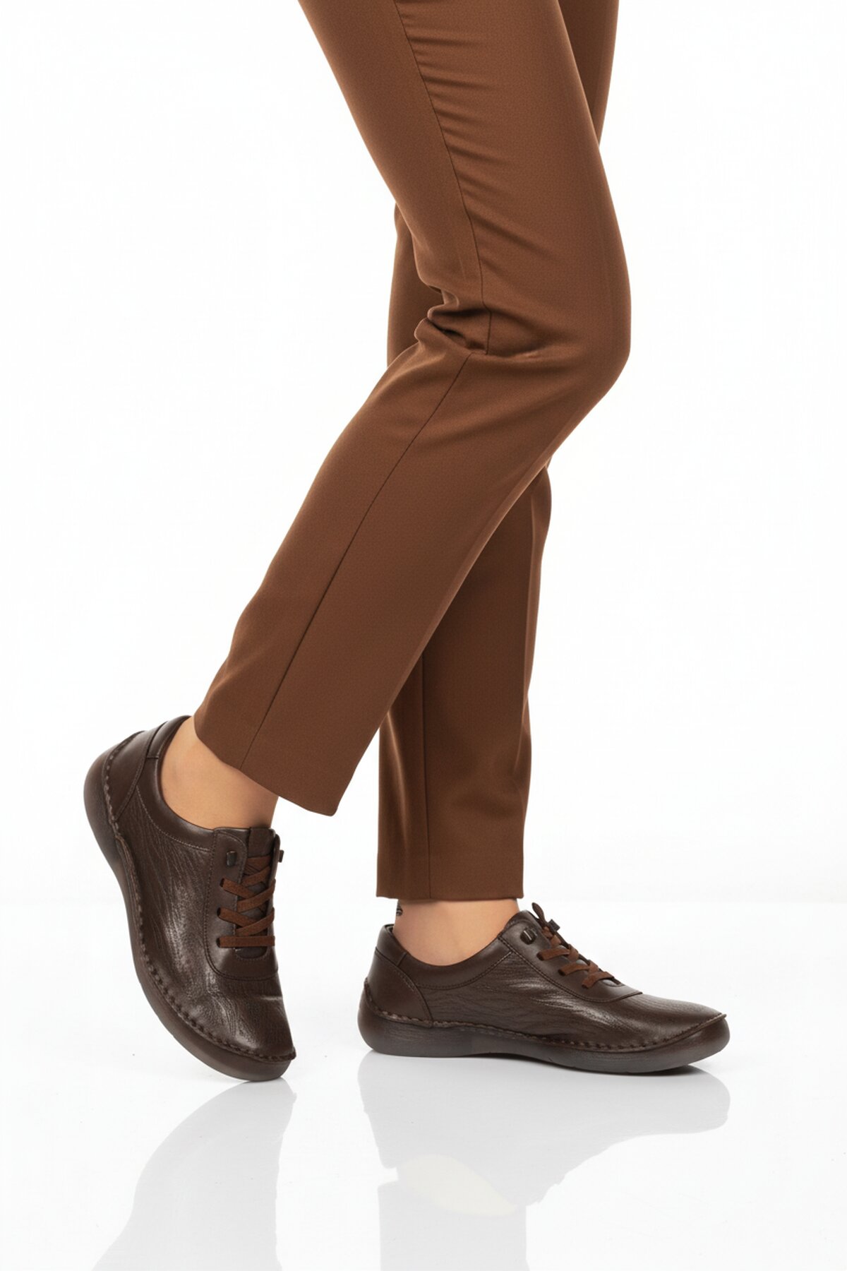 A Spor Kahverengi A Spor Hakiki Deri Kadın Casual Ayakkabı