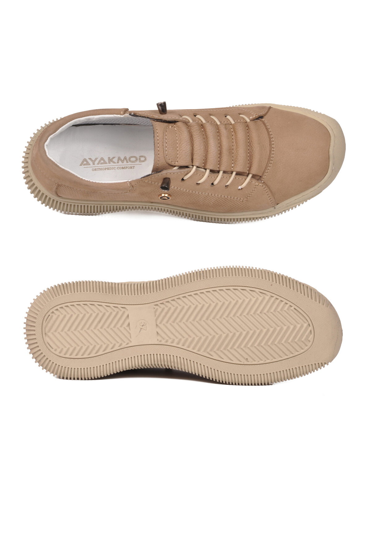 A Spor Bej A Spor Hakiki Deri Kadın Casual Ayakkabı