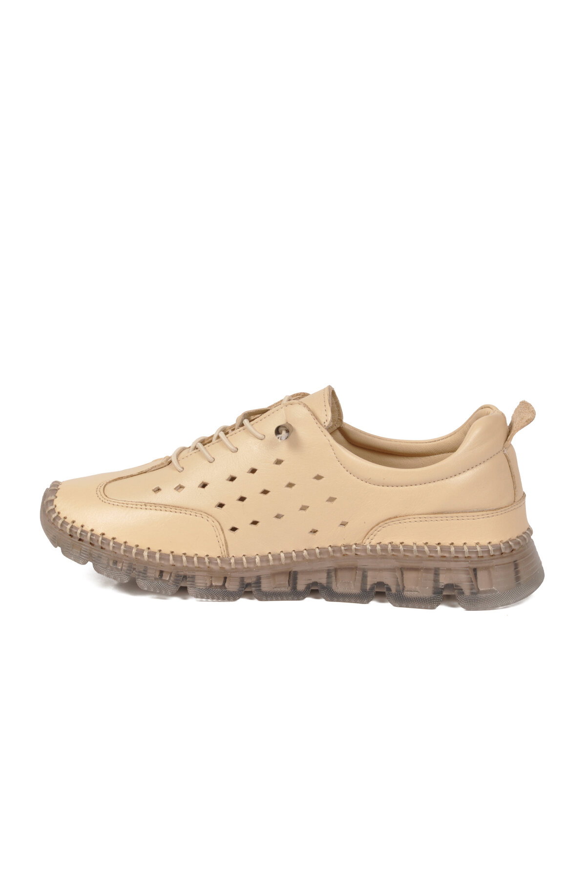 A Spor Bej A Spor Hakiki Deri Kadın Casual Ayakkabı