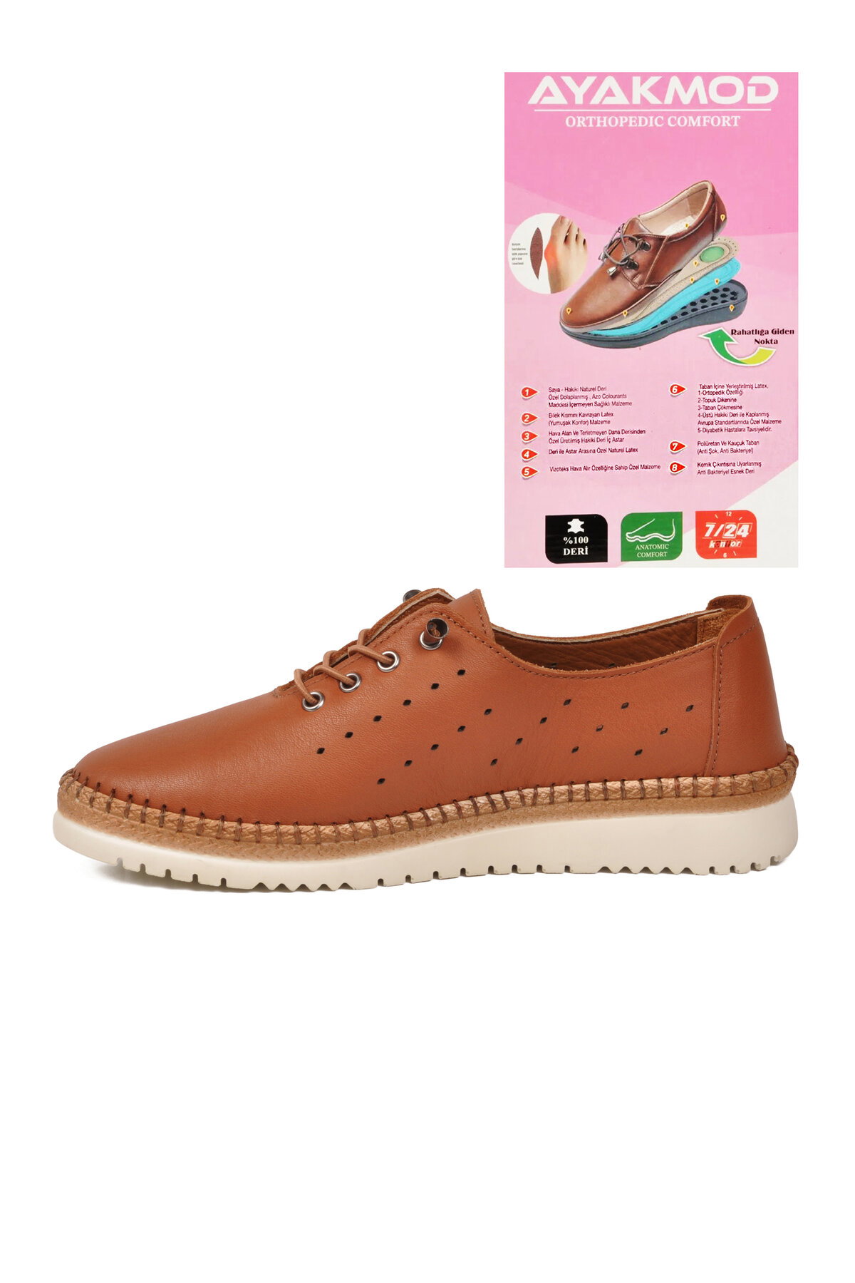 A Spor Bej A Spor Hakiki Deri Kadın Günlük Ayakkabı