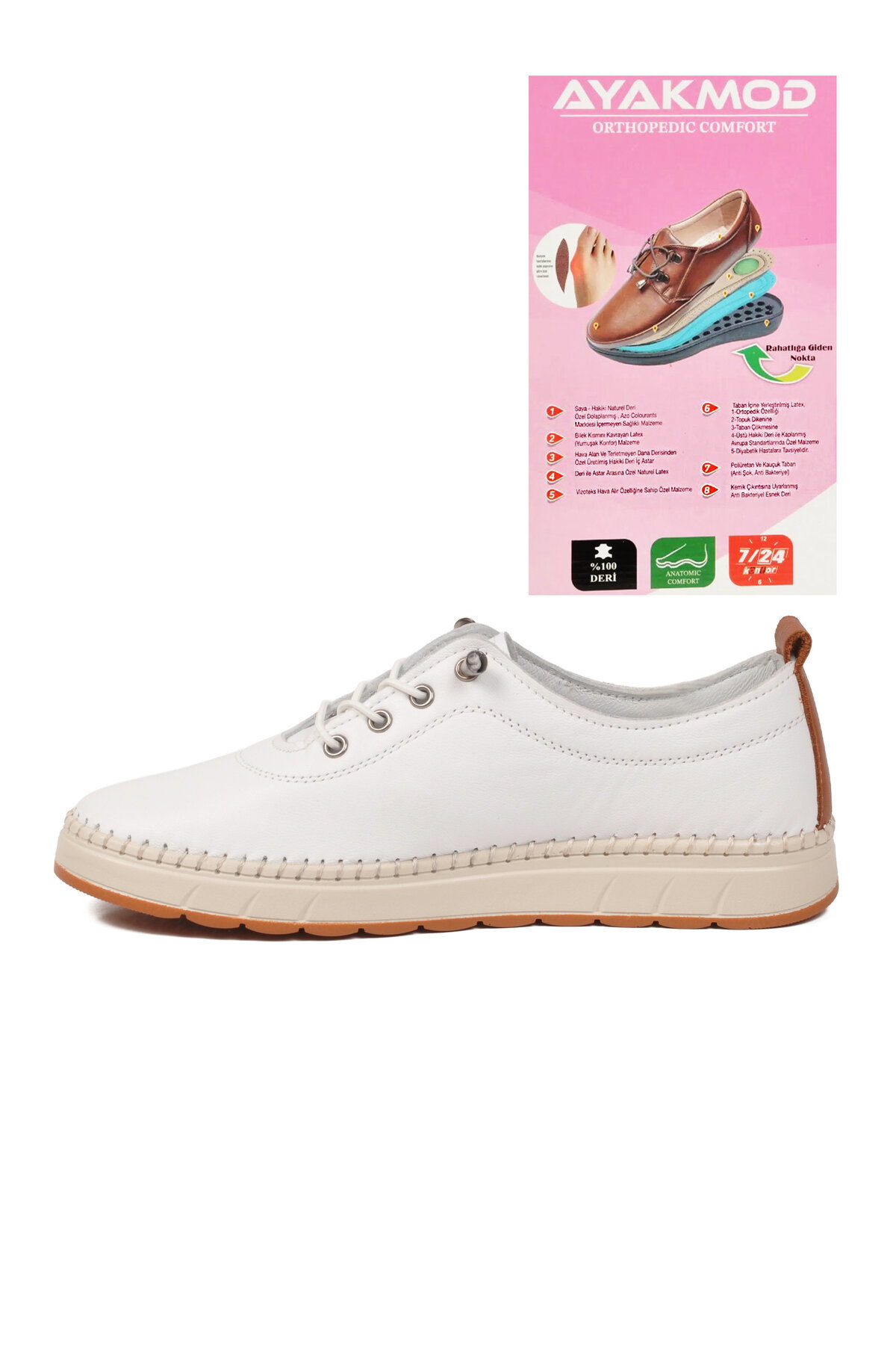 A Spor Bej A Spor Hakiki Deri Kadın Casual Ayakkabı