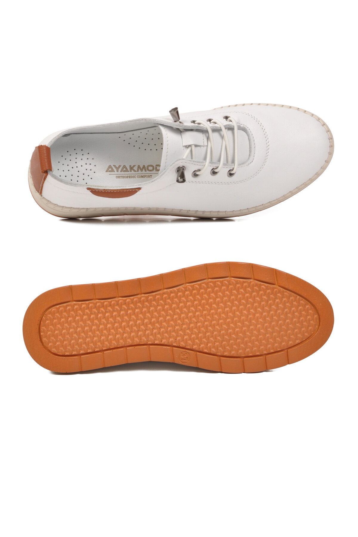 A Spor Bej A Spor Hakiki Deri Kadın Casual Ayakkabı