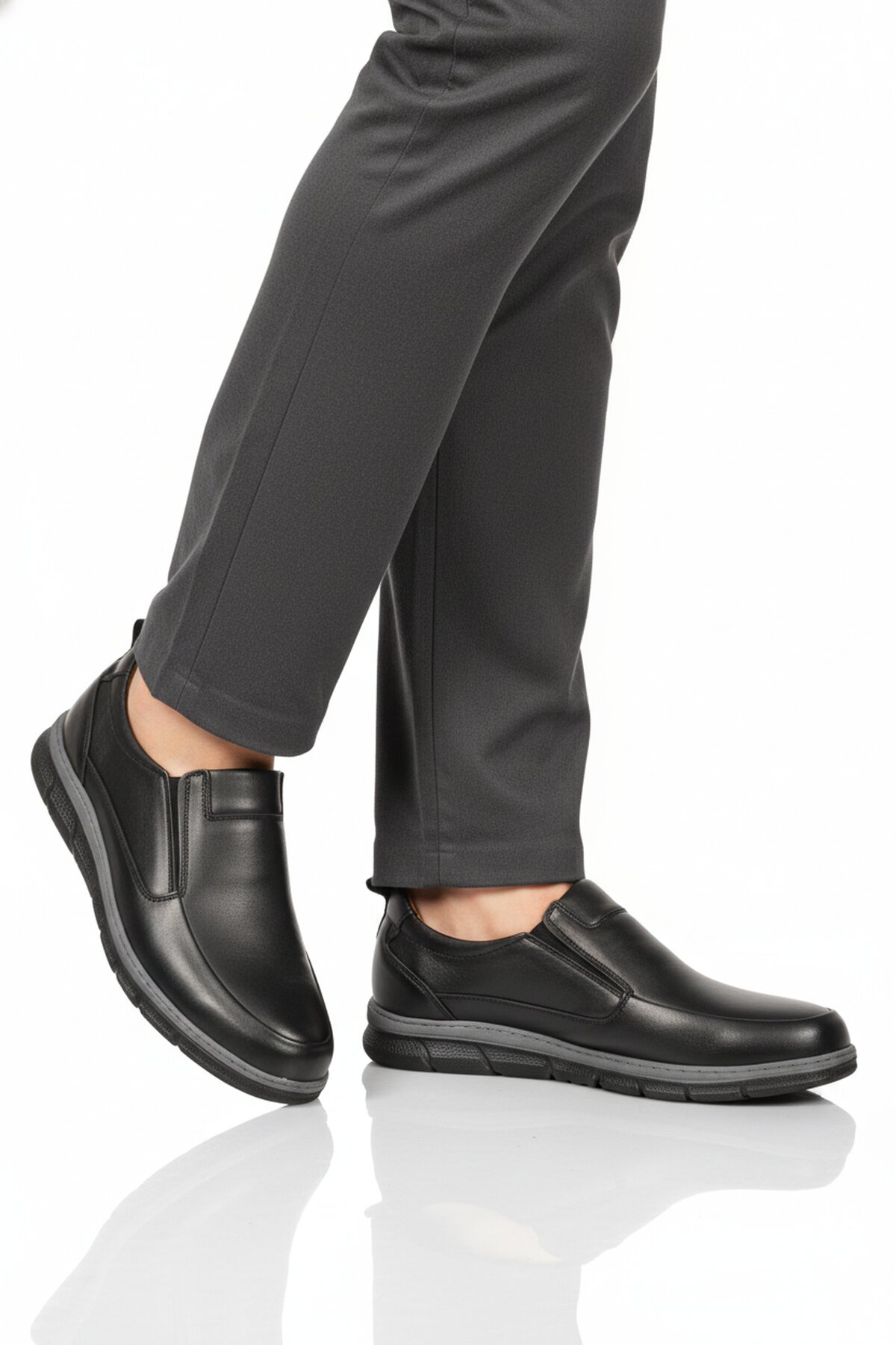 A Spor Siyah A Spor Hakiki Deri Erkek Casual Ayakkabı