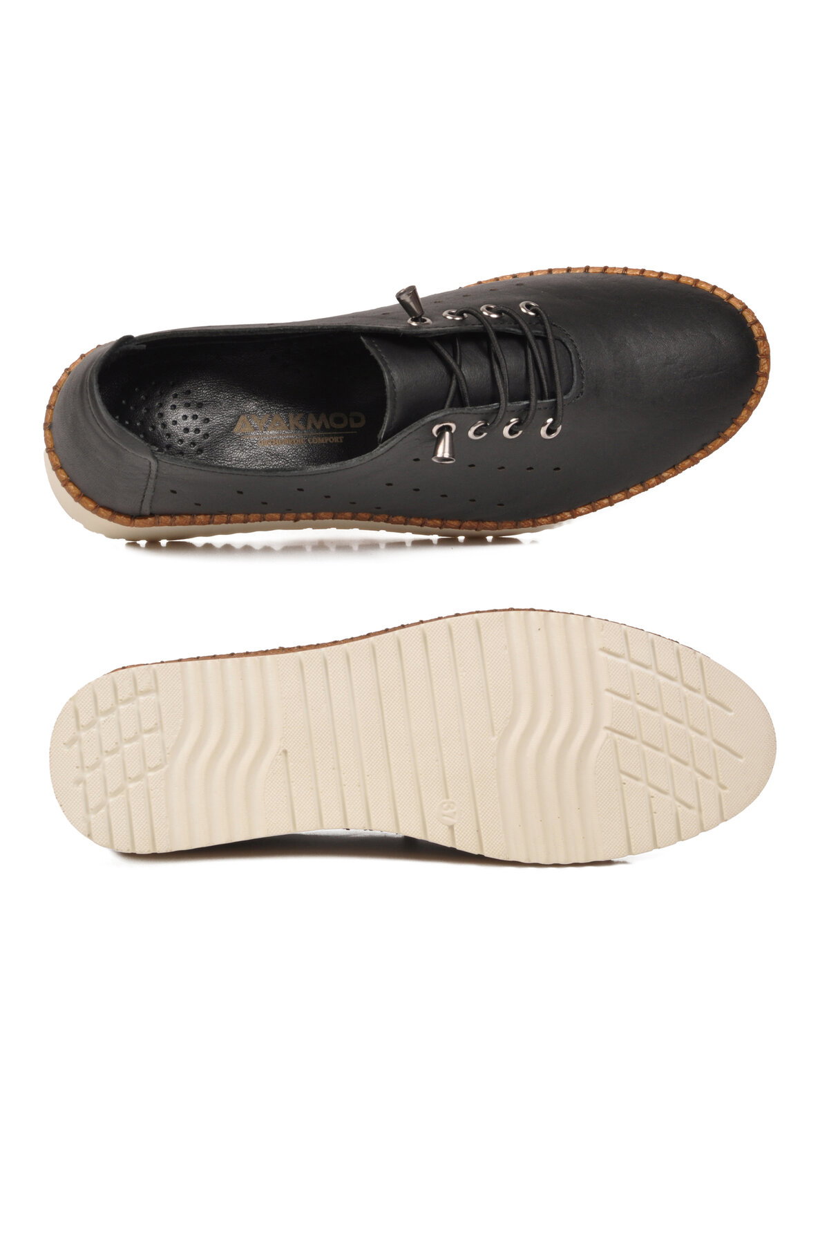 A Spor Bej A Spor Hakiki Deri Kadın Günlük Ayakkabı