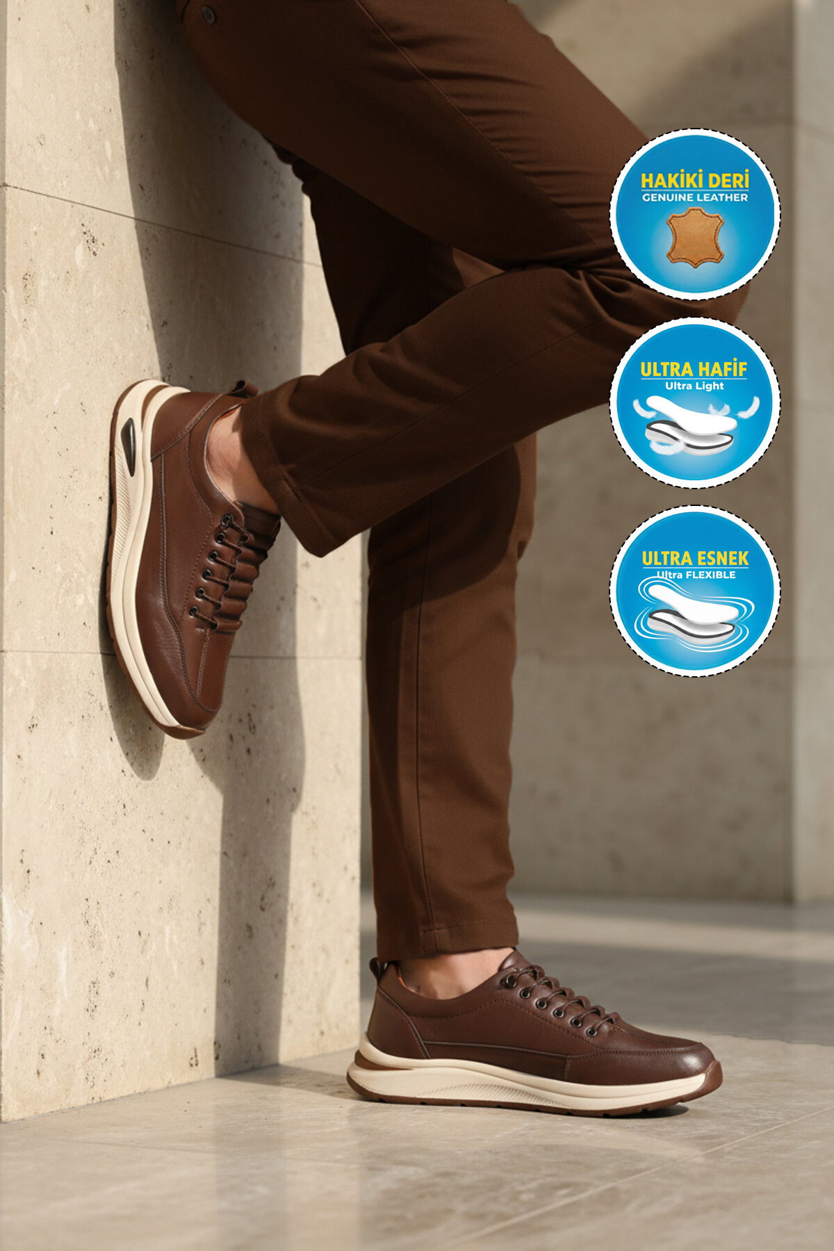 A Spor Lacivert A Spor Hakiki Deri Erkek Casual Ayakkabı