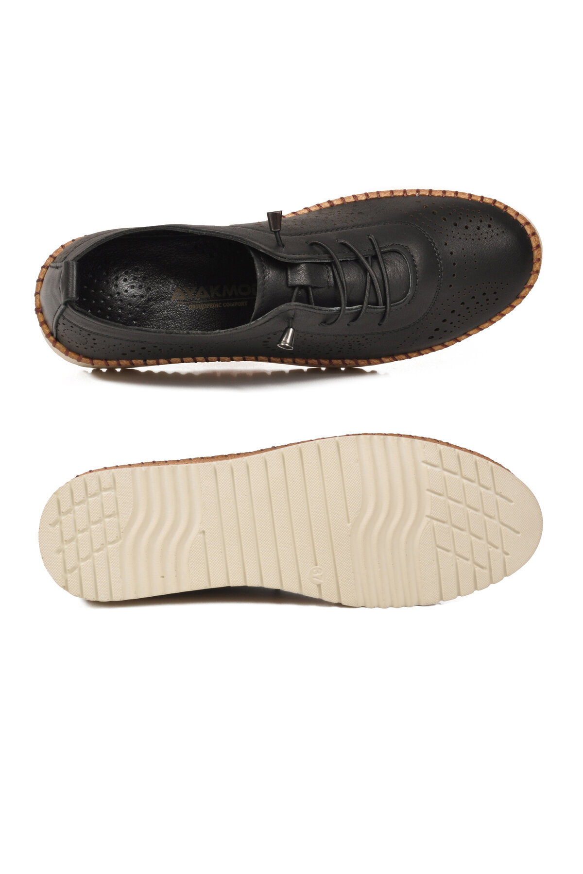 A Spor Siyah A Spor Hakiki Deri Kadın Casual Ayakkabı