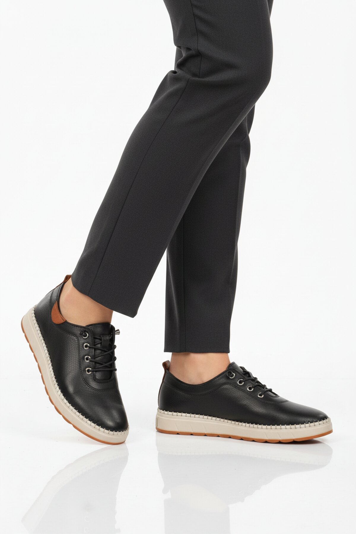 A Spor Bej A Spor Hakiki Deri Kadın Casual Ayakkabı