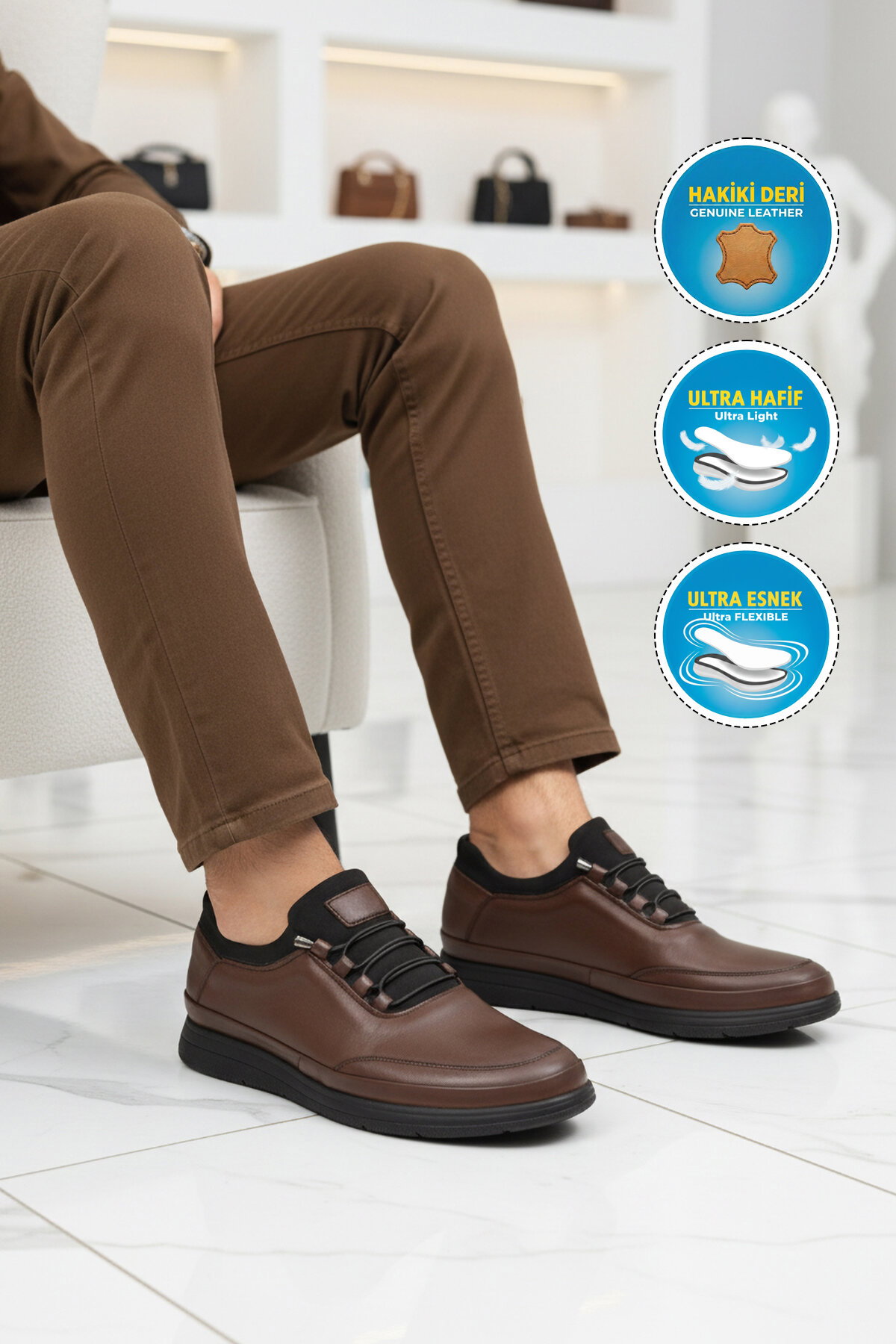 A Spor Siyah A Spor Hakiki Deri Erkek Casual Ayakkabı