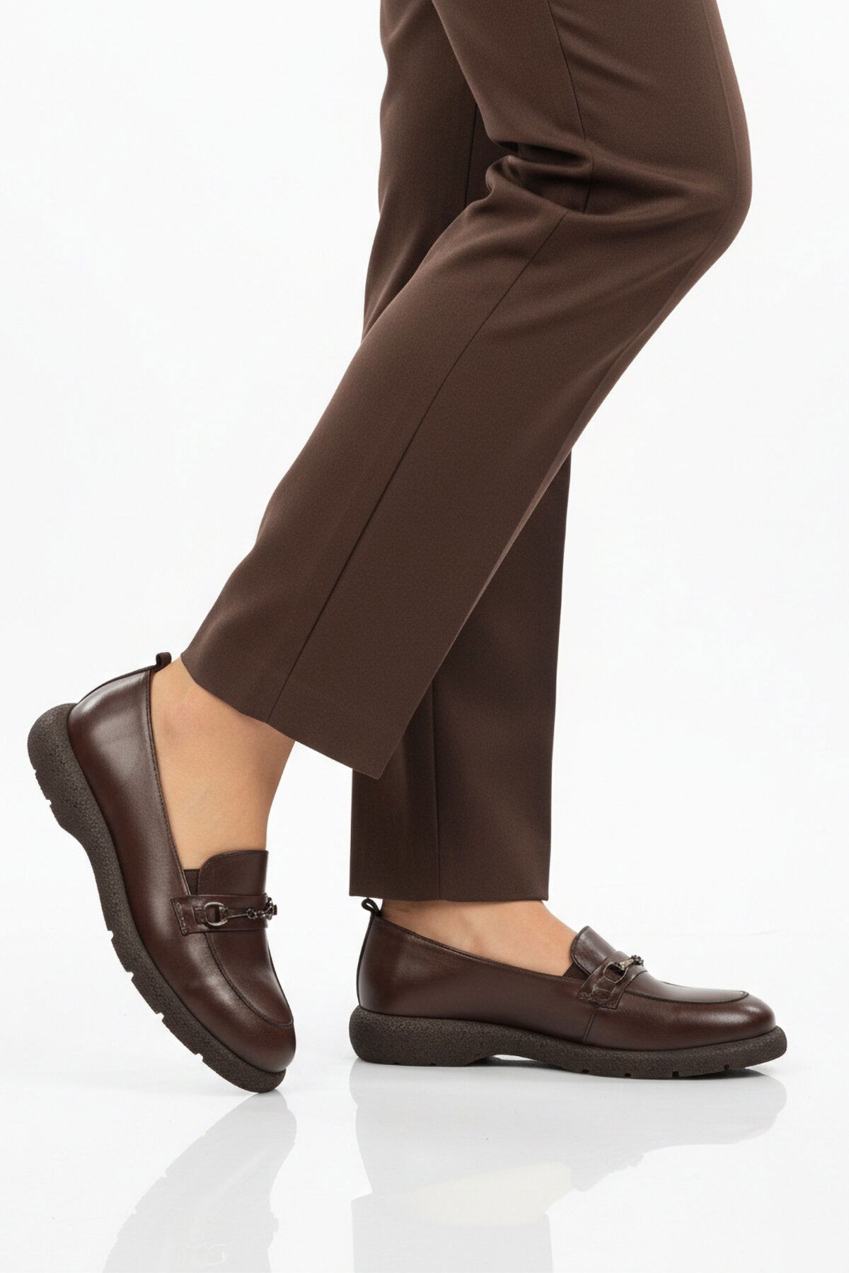 A Spor Kahverengi A Spor Hakiki Deri Kadın Günlük Ayakkabı