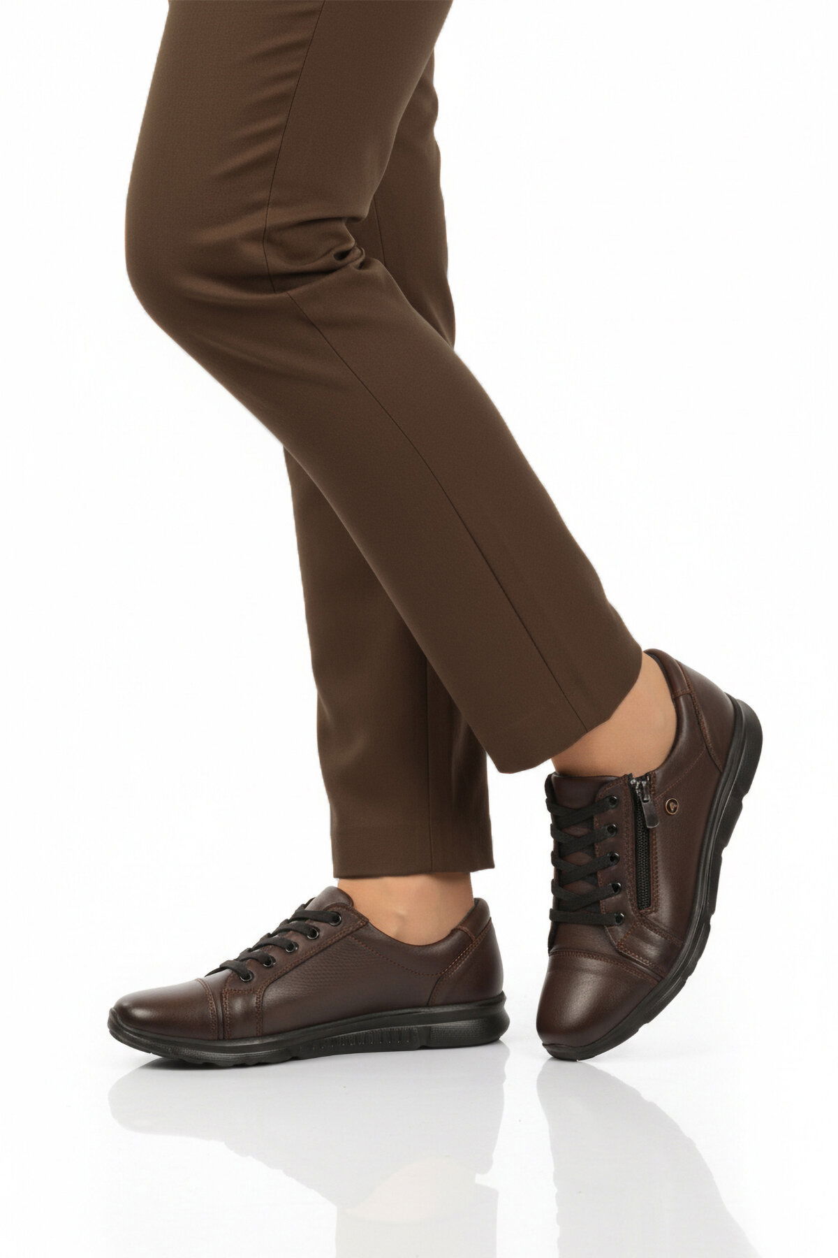 A Spor Siyah A Spor Hakiki Deri Kadın Casual Ayakkabı