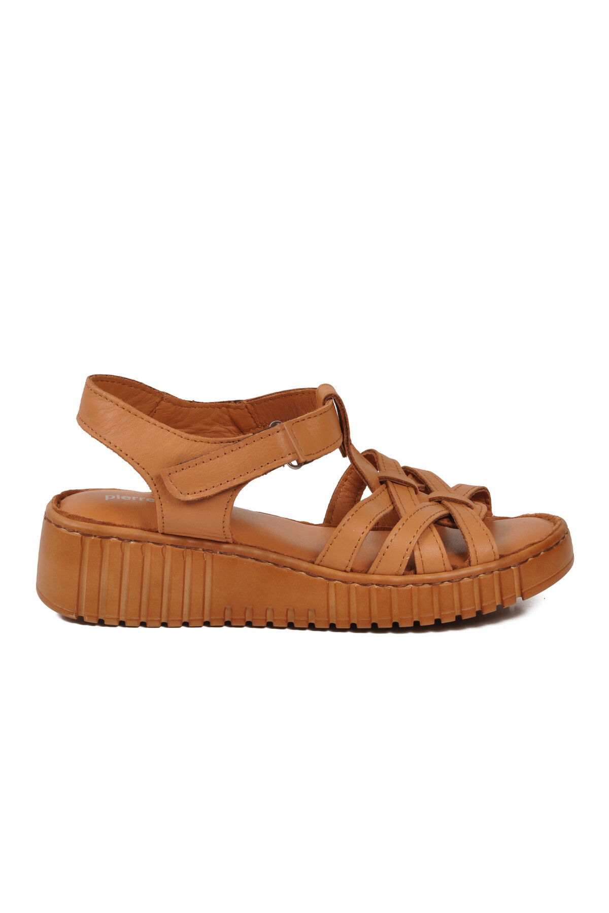 Pierre Cardin Bej Pierre Cardin Hakiki Deri Cırtlı Kadın Düz Sandalet