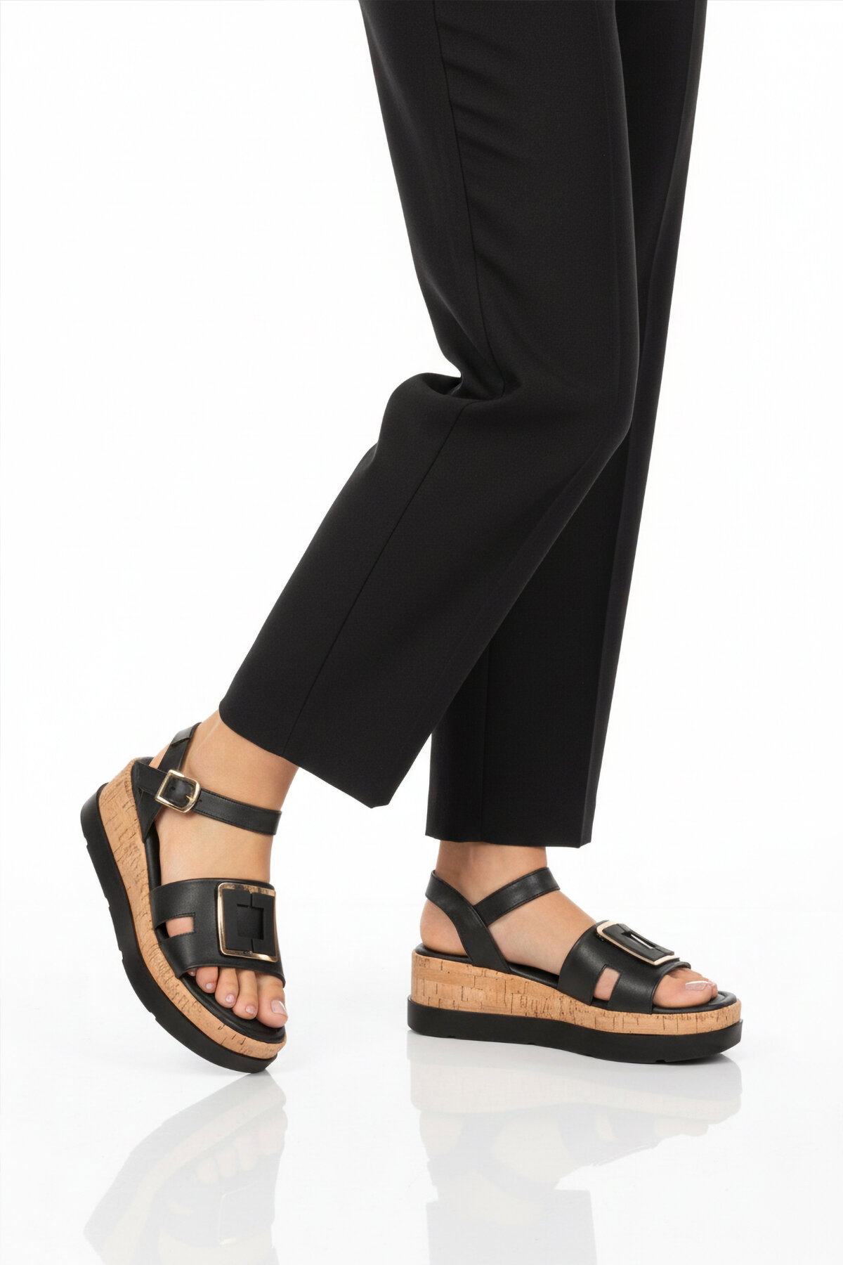 Ayakmod Siyah Ayakmod Hafif Kadın Topuklu Sandalet 35181 G