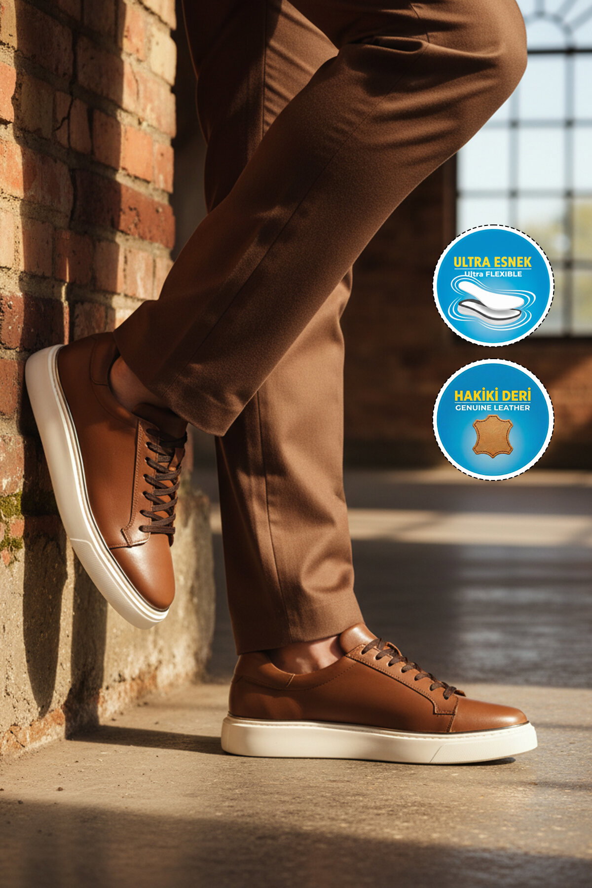 A Spor Taba A Spor Hakiki Deri Erkek Casual Ayakkabı