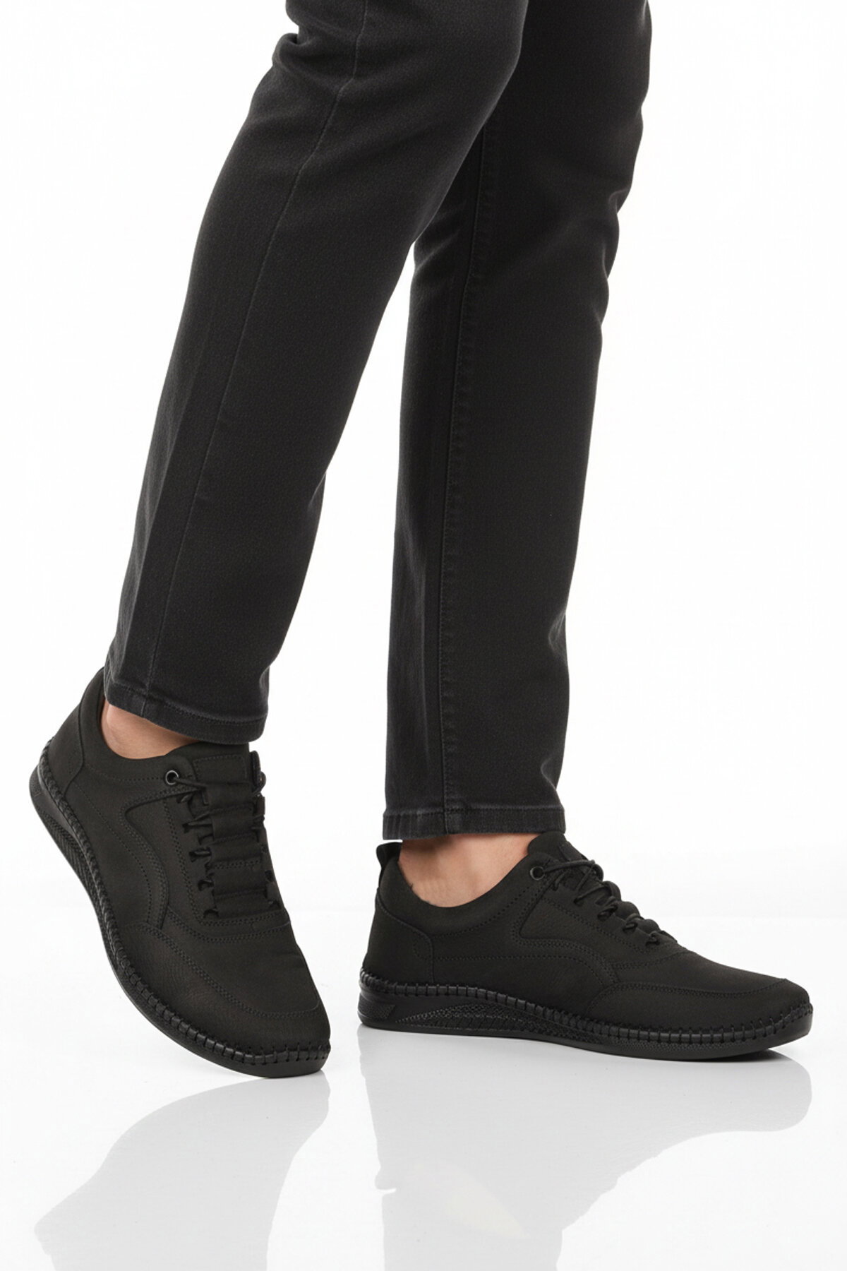 A Spor Siyah A Spor Hakiki Deri Erkek Casual Ayakkabı