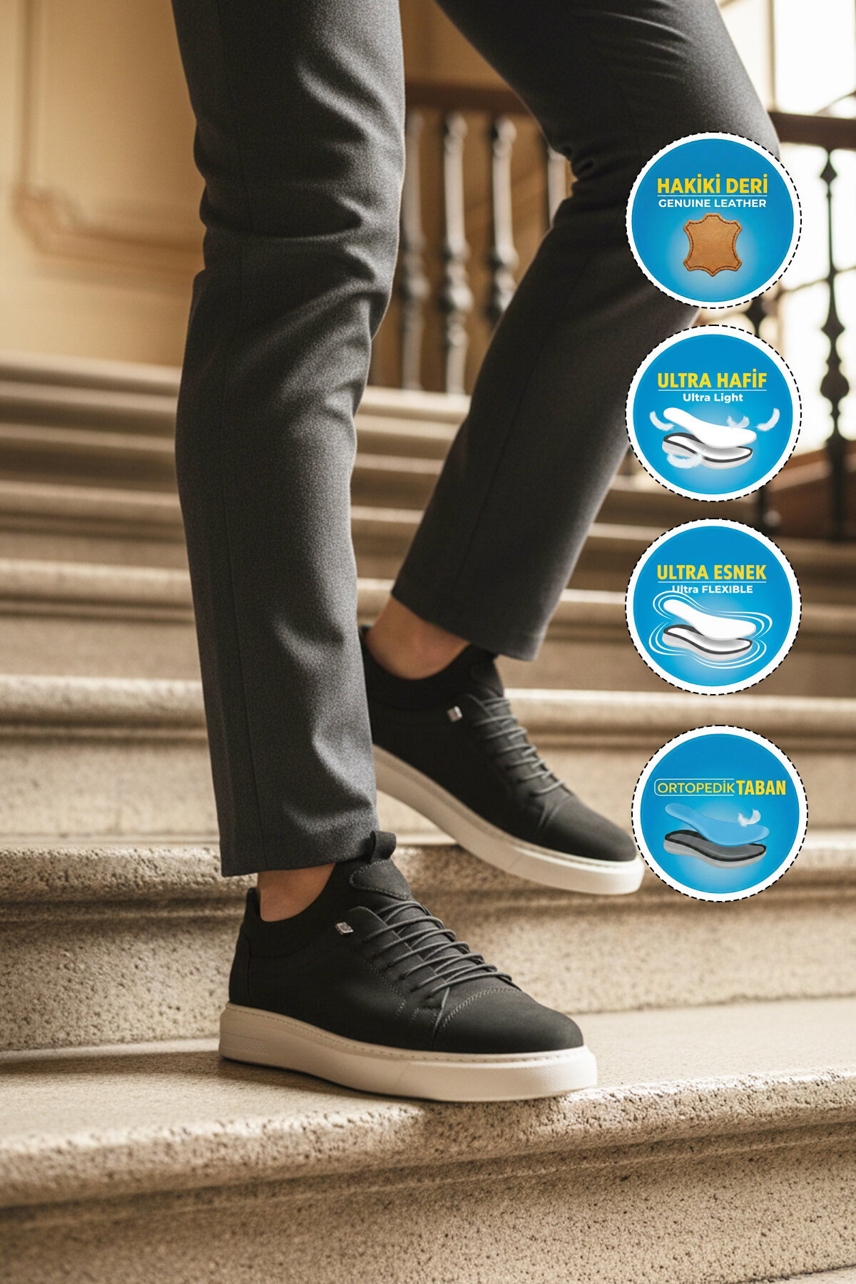 A Spor Kum A Spor Hakiki Deri Erkek Casual Ayakkabı