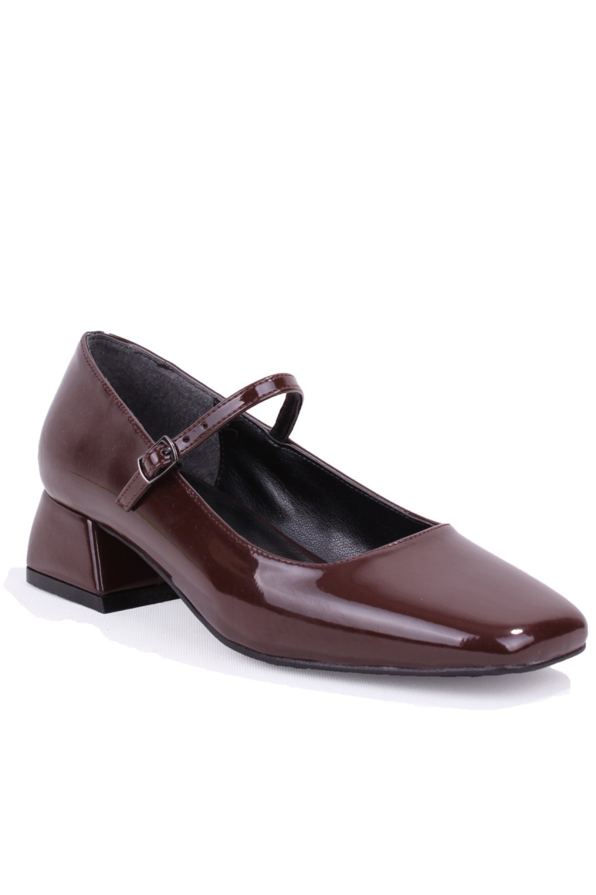 Dagoster Kahverengi Dagoster DZA07 Rugan DZA07-725101 4 cm Kalın Topuklu Klasik Kadın Ayakkabı