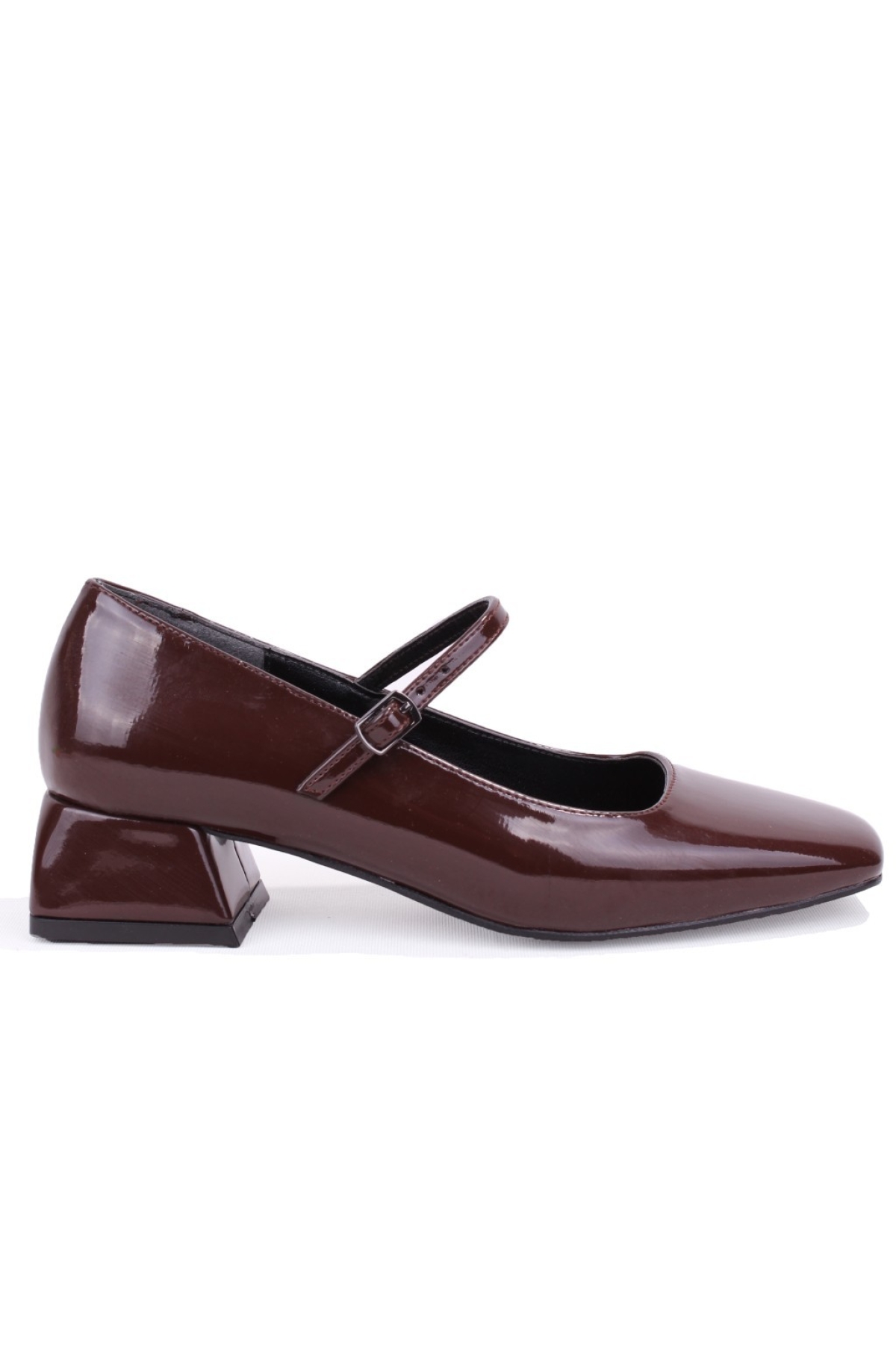 Dagoster Kahverengi Dagoster DZA07 Rugan DZA07-725101 4 cm Kalın Topuklu Klasik Kadın Ayakkabı