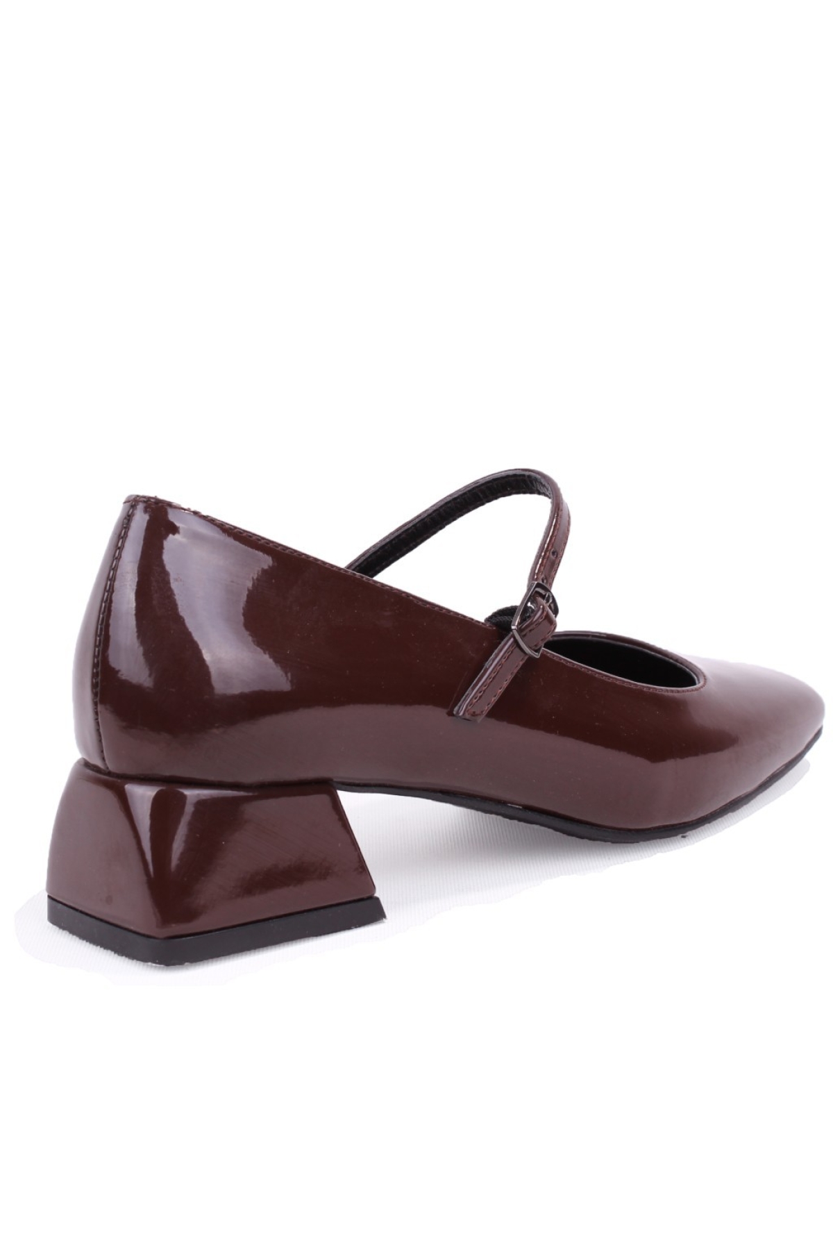 Dagoster Kahverengi Dagoster DZA07 Rugan DZA07-725101 4 cm Kalın Topuklu Klasik Kadın Ayakkabı