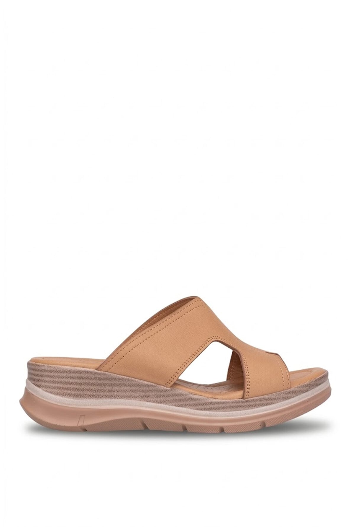 Ayakkabı Fuarı Yeşil Ayakkabı Fuarı Fuari Elit KOC2565 Kadın Hakiki Deri Düz Terlik