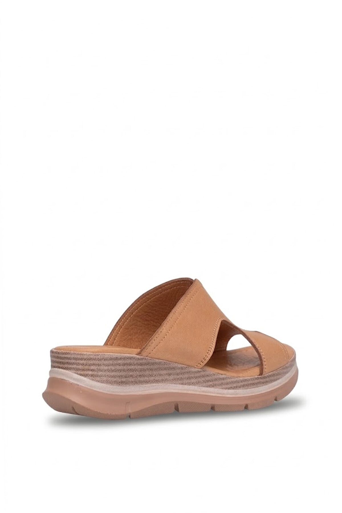 Ayakkabı Fuarı Yeşil Ayakkabı Fuarı Fuari Elit KOC2565 Kadın Hakiki Deri Düz Terlik