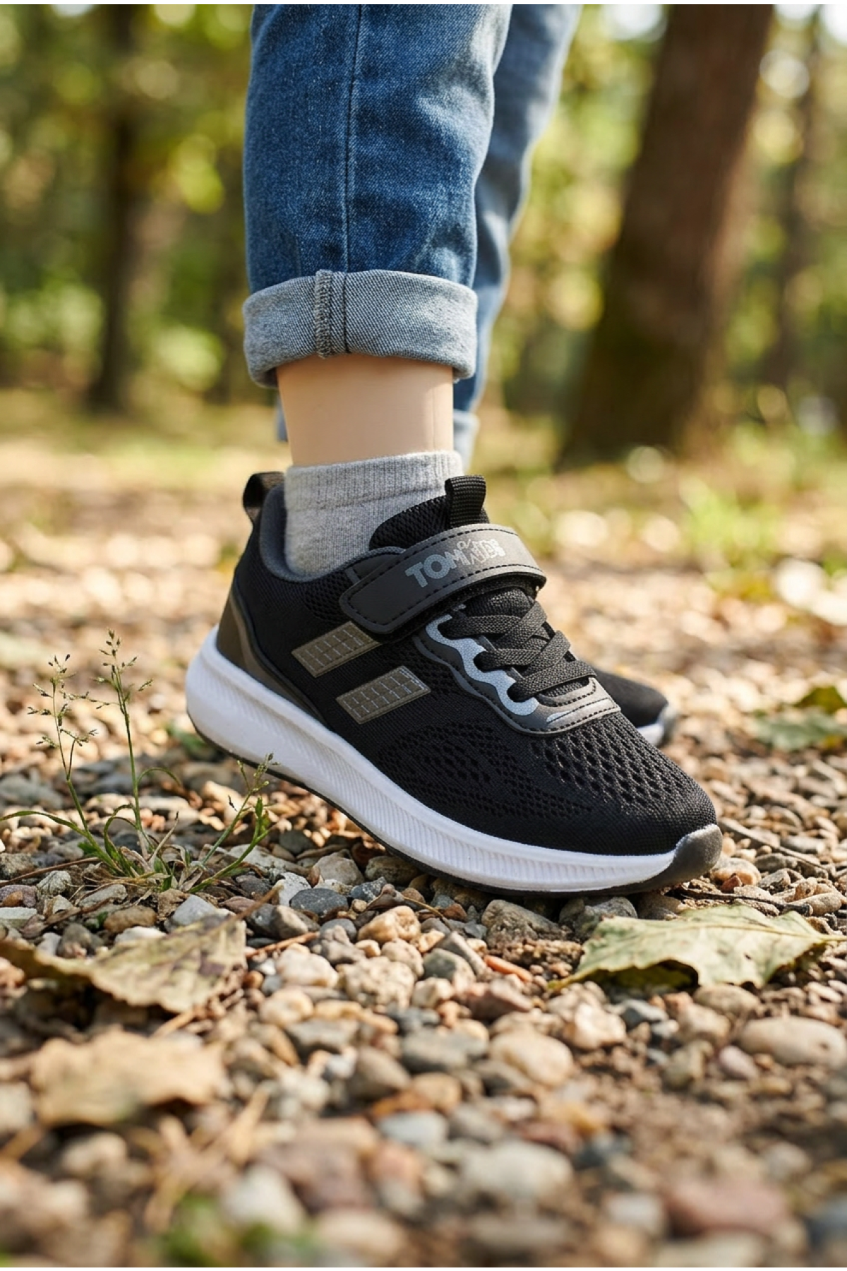 Tonny Black Beyaz Tonny Black Rahat Kalip Çocuk Unisex Nefes Alabilen Cırtlı Bağcıklı Sneaker