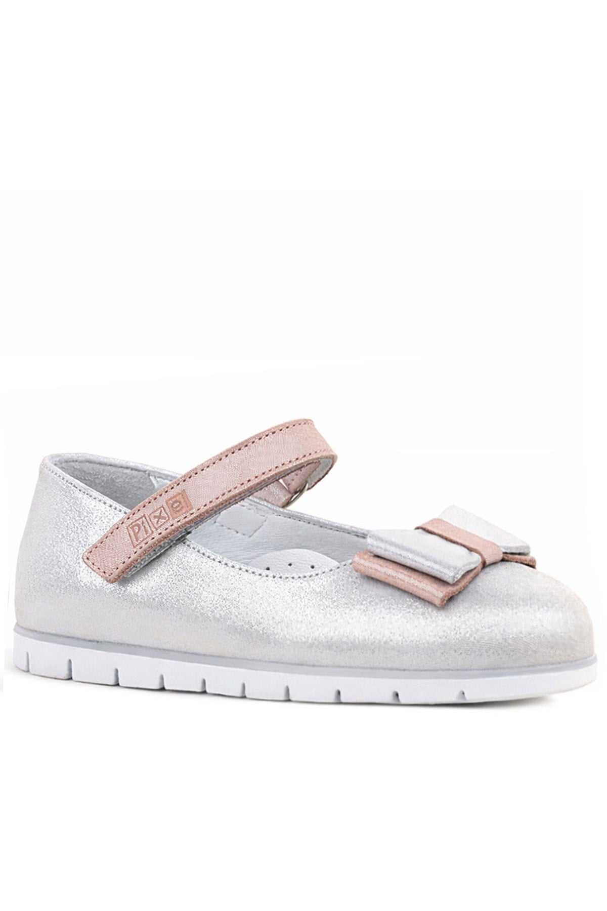 Rakerplus Gümüş Rakerplus Hakiki Deri Pixel Pudra Kız Çocuk Babet Ayakkabı