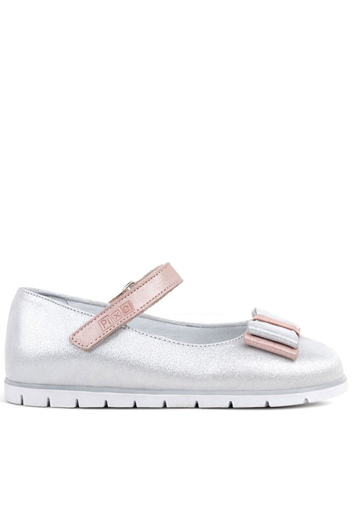 Rakerplus Gümüş Rakerplus Hakiki Deri Pixel Pudra Kız Çocuk Babet Ayakkabı