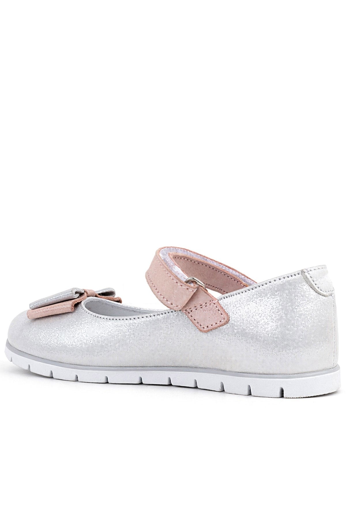Rakerplus Gümüş Rakerplus Hakiki Deri Pixel Pudra Kız Çocuk Babet Ayakkabı