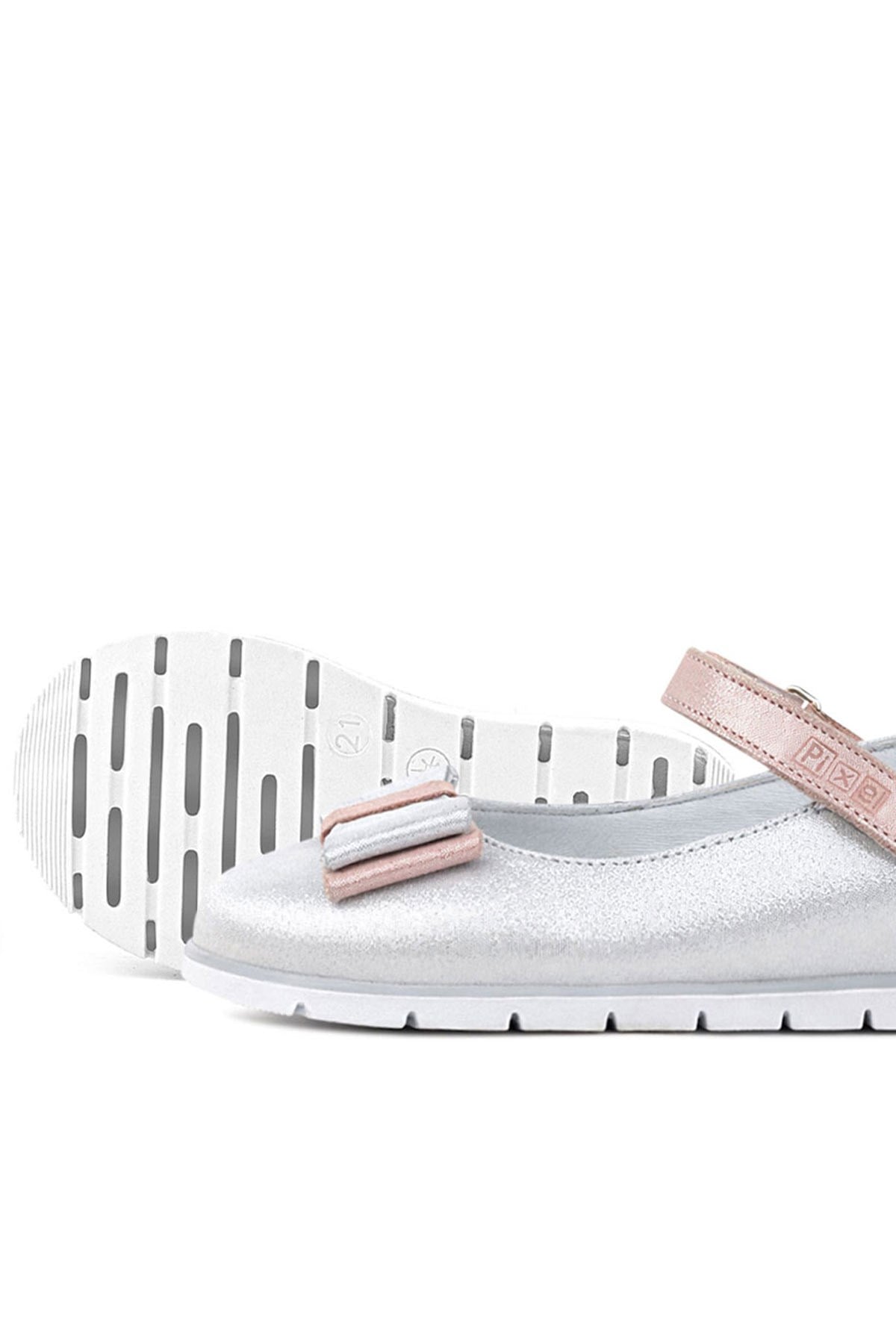 Rakerplus Gümüş Rakerplus Hakiki Deri Pixel Pudra Kız Çocuk Babet Ayakkabı