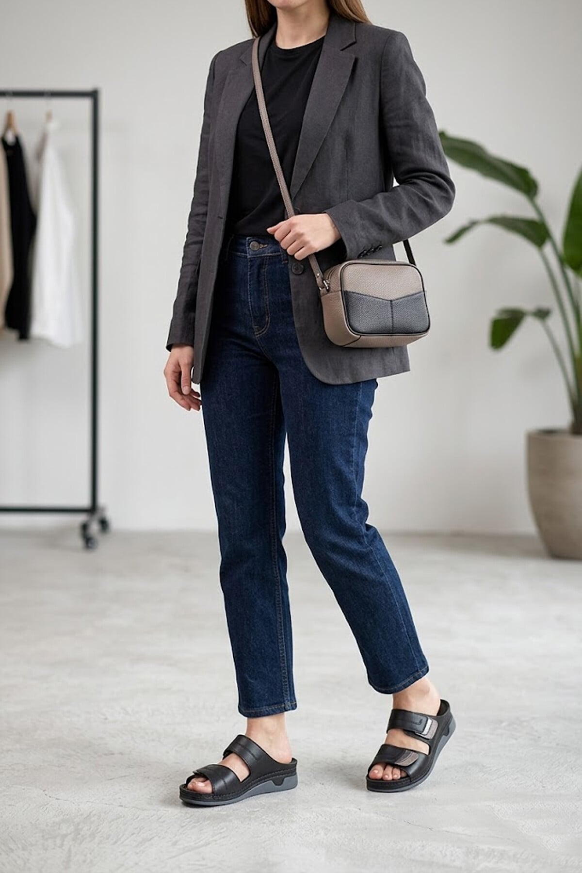 Ayakkabı Fuarı Taba Ayakkabı Fuarı Fuari Elit 26YRhmM-017 Kadın Hakiki Deri Ortopedik Düz Terlik