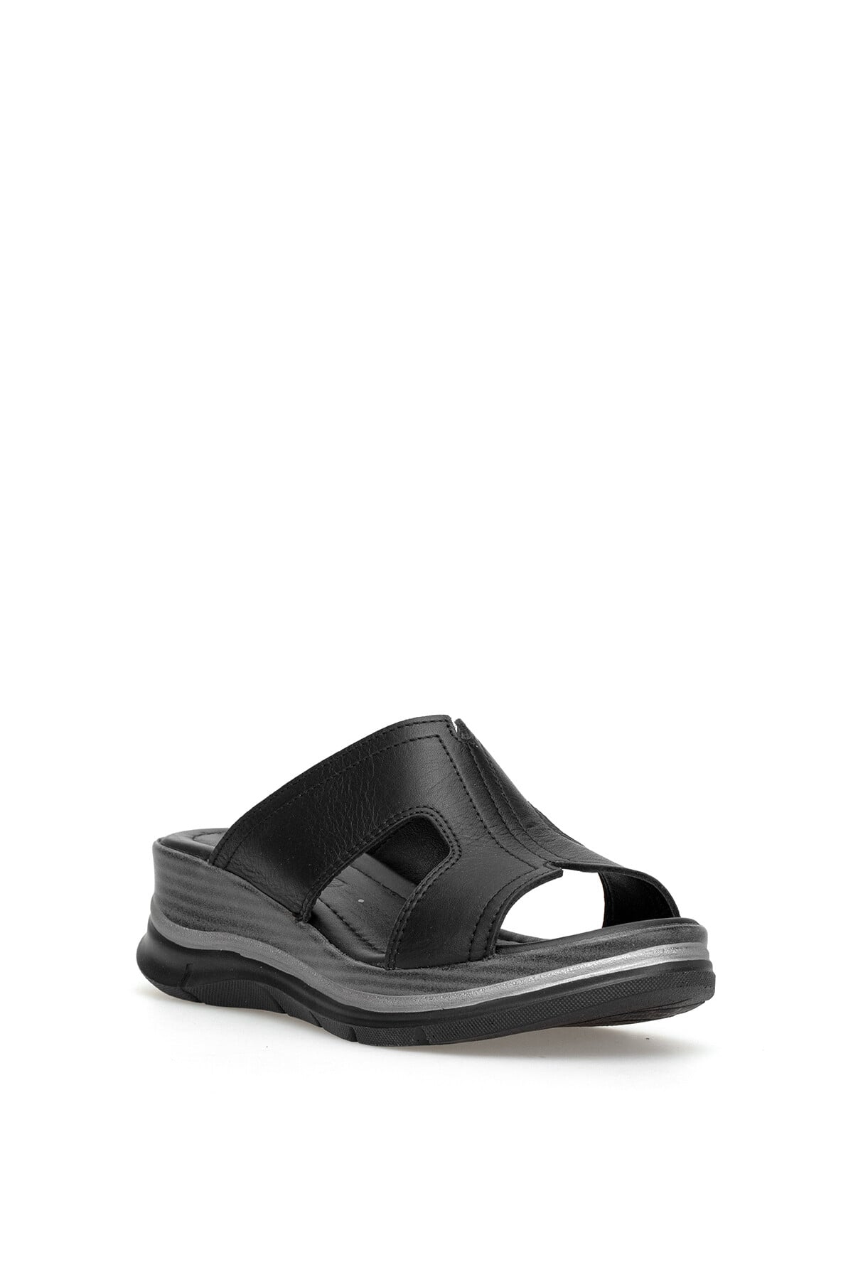 Ayakkabı Fuarı Yeşil Ayakkabı Fuarı Fuari Elit KOC2565 Kadın Hakiki Deri Düz Terlik