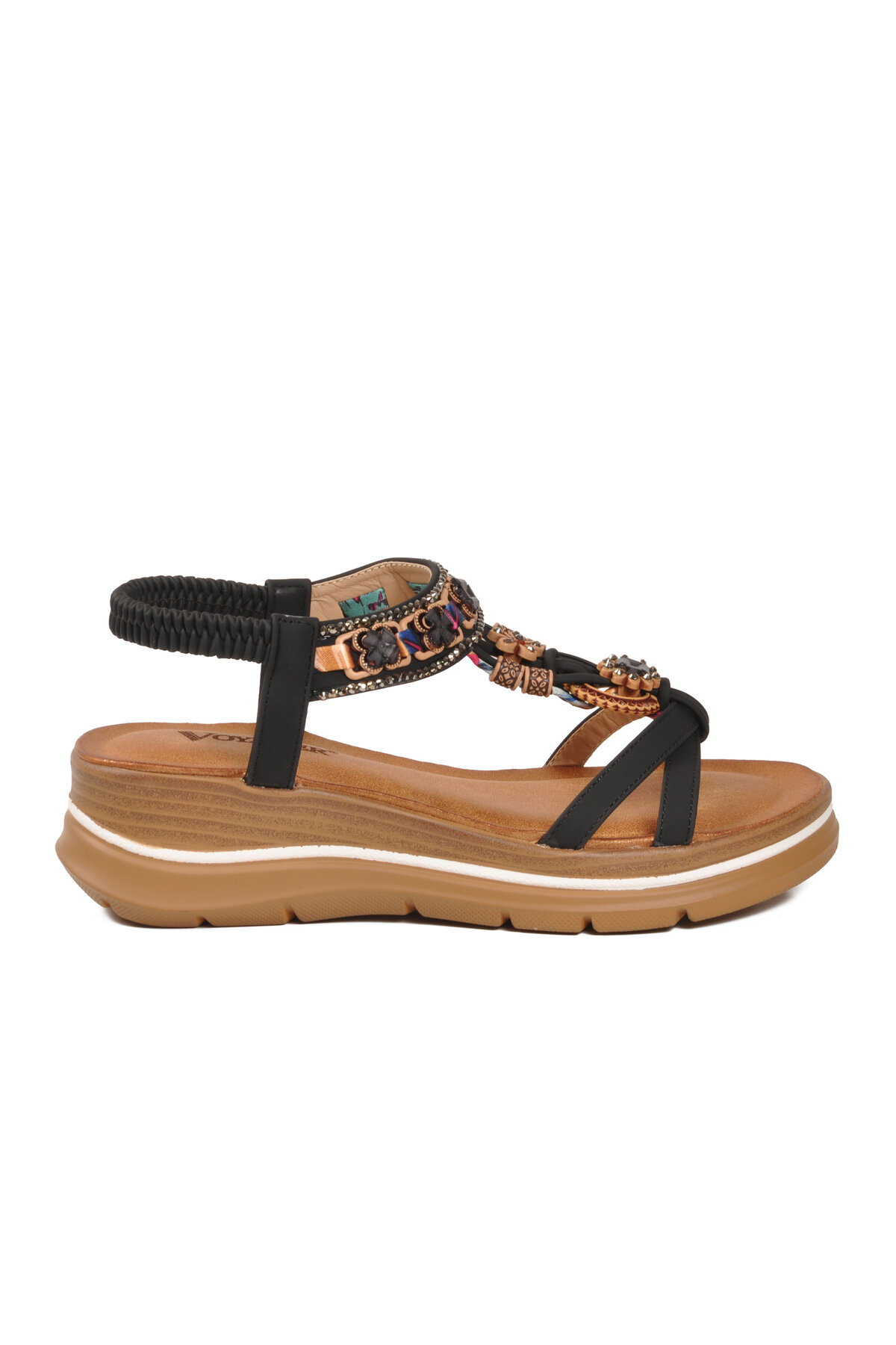 Voyager Beyaz Voyager Hakiki Deri Taş İşlemeli Kadın Sandalet B481 Z