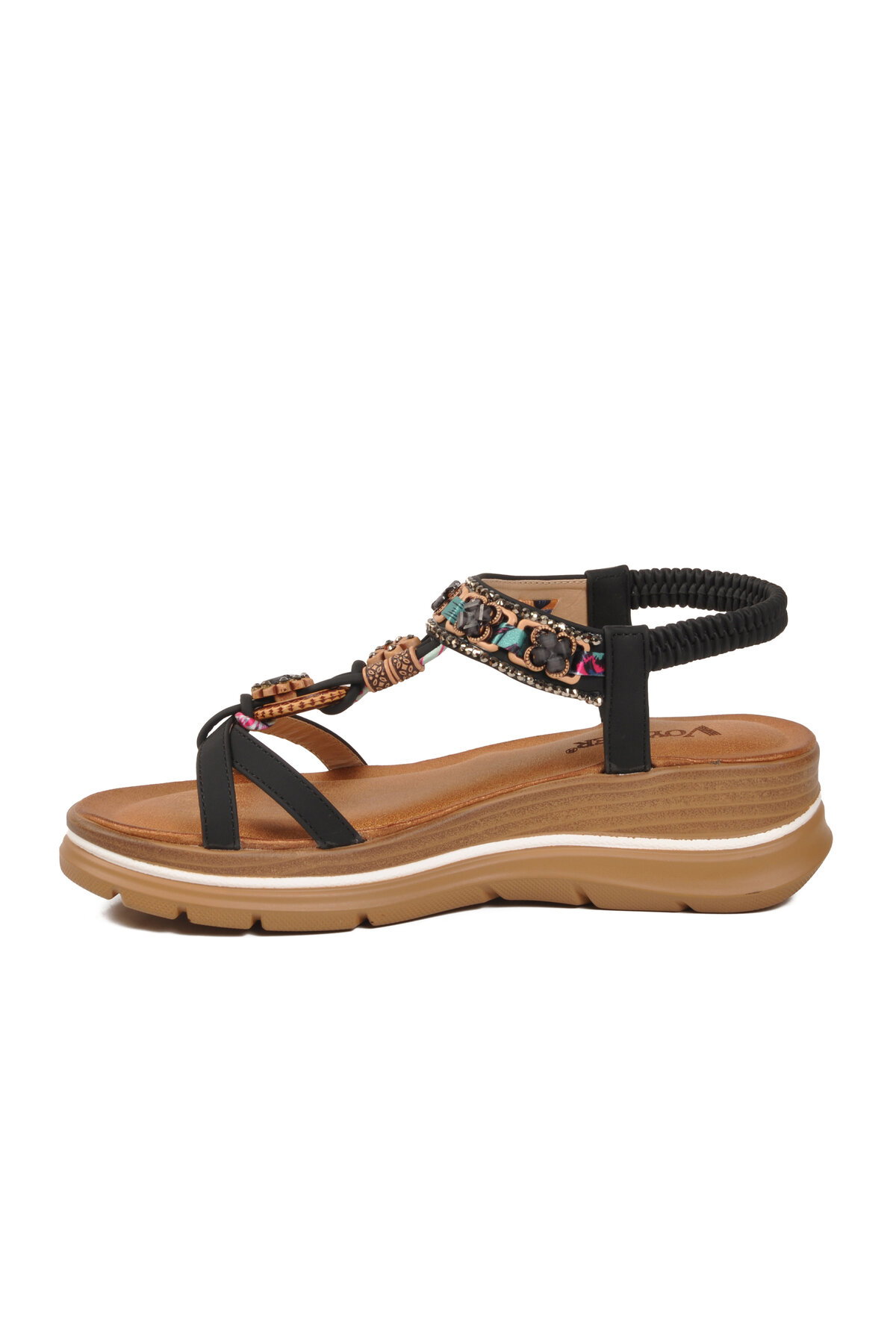 Voyager Beyaz Voyager Hakiki Deri Taş İşlemeli Kadın Sandalet B481 Z