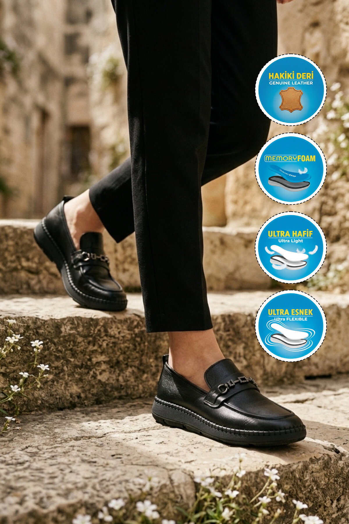 Voyager Siyah Voyager Hakiki Deri Anatomik Kadın Casual Ayakkabı Z540 Z