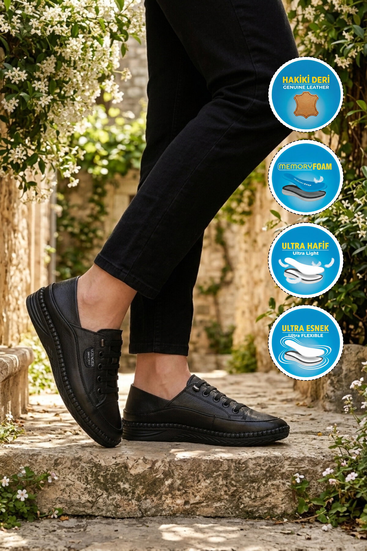 Voyager Siyah Voyager Hakiki Deri Anatomik Kadın Casual Ayakkabı Z536 Z