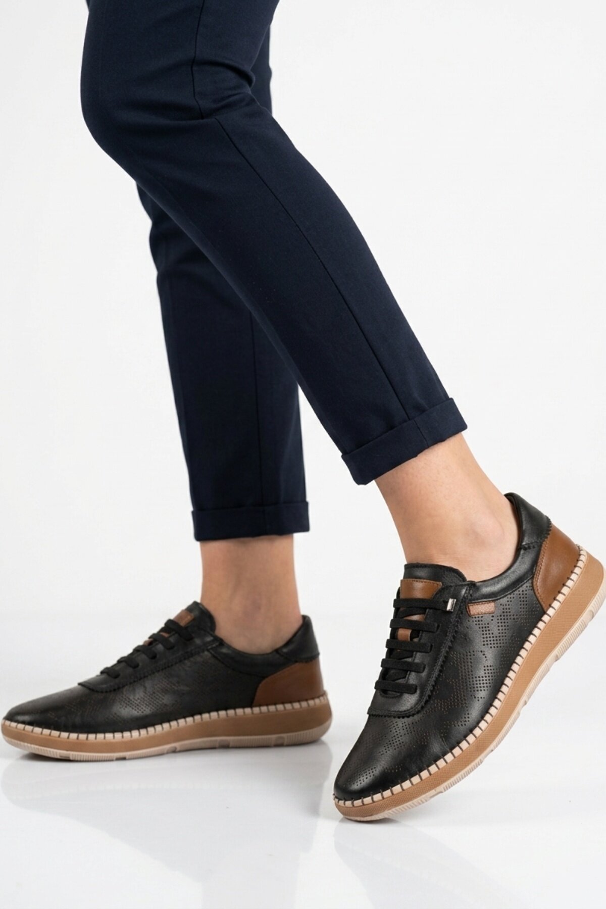 Voyager Siyah Voyager Hakiki Deri Anatomik Kadın Casual Ayakkabı Z543 Z