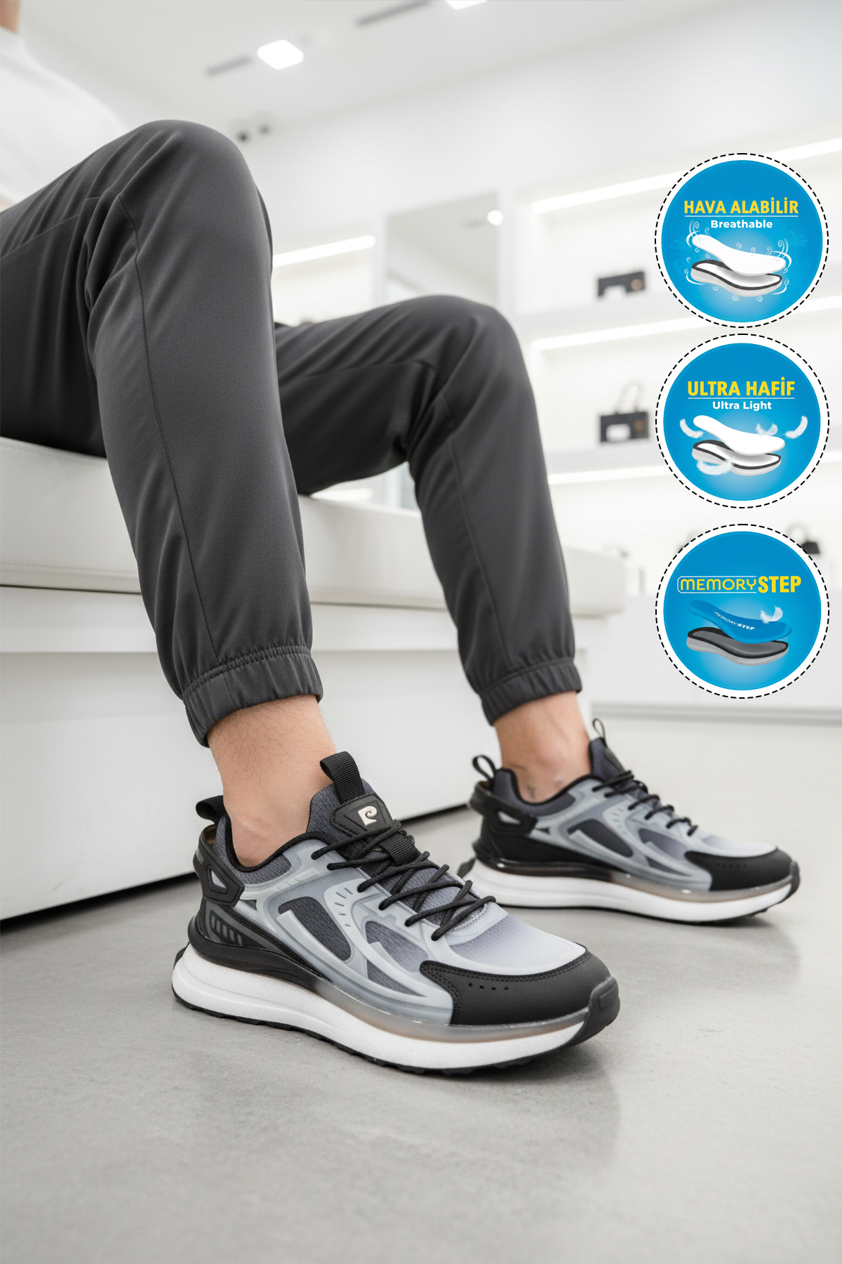 PCI-10105 M Gri-Siyah Erkek Spor Ayakkabı Fiyatları - 201743568 | Flo