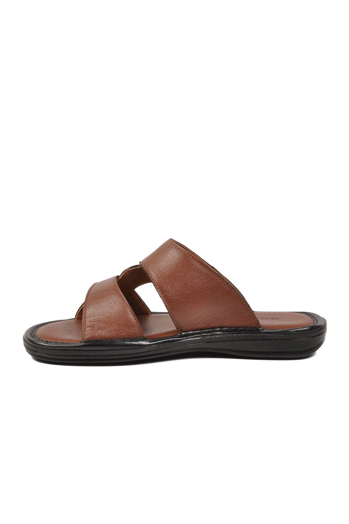 A Spor Siyah A Spor Hakiki Deri Erkek Düz Terlik