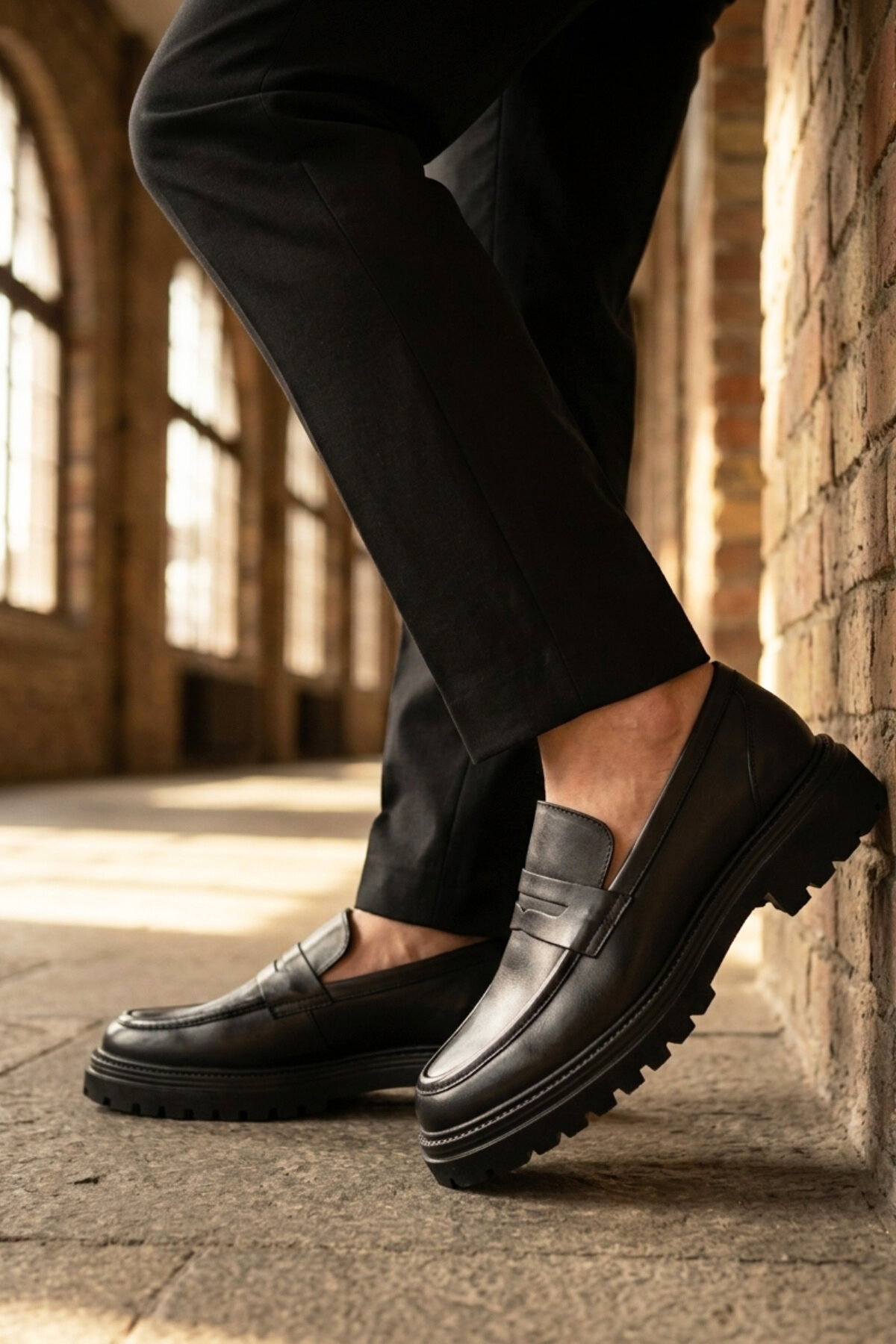 A Spor Siyah A Spor Hakiki Deri Erkek Casual Ayakkabı