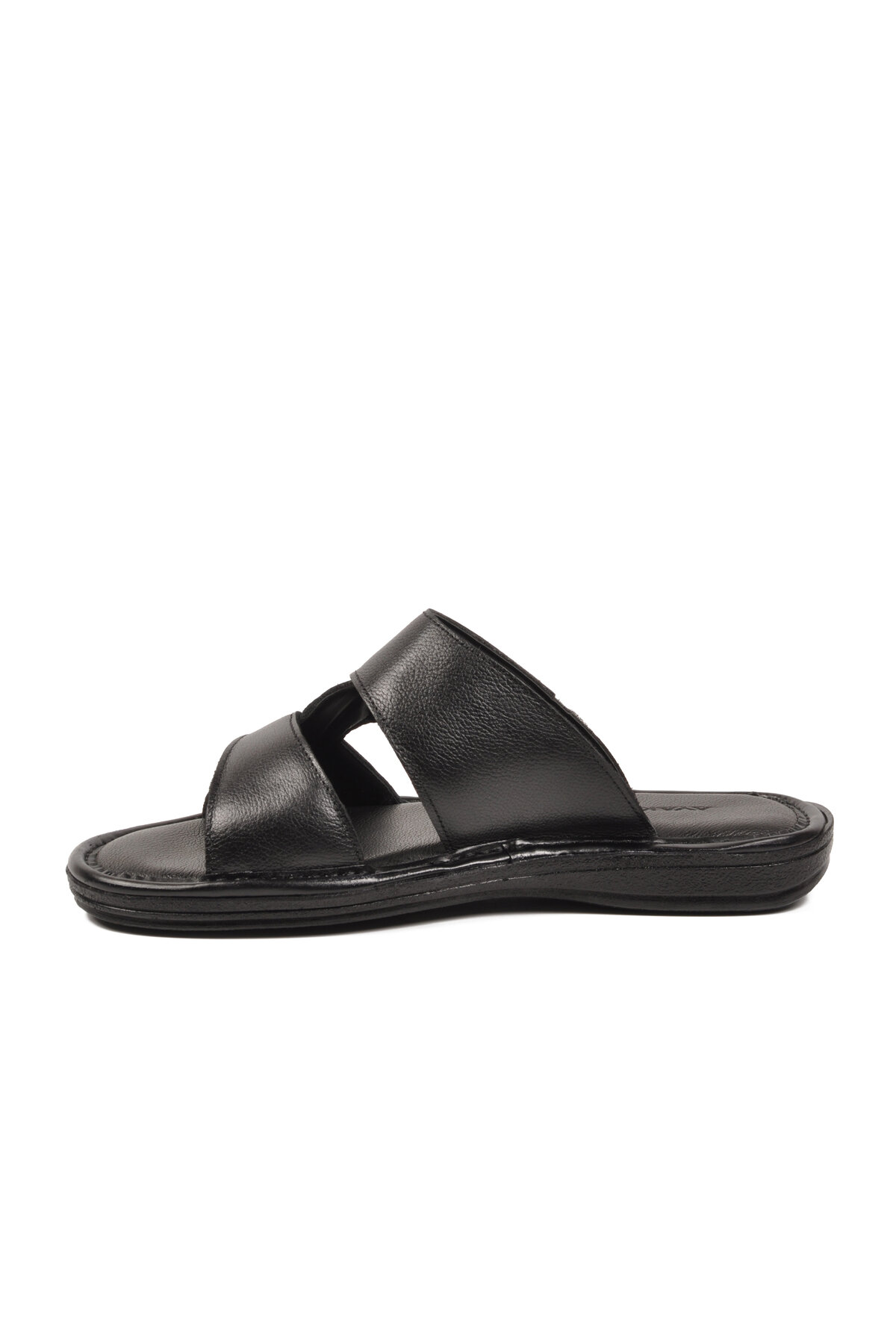 A Spor Siyah A Spor Hakiki Deri Erkek Düz Terlik