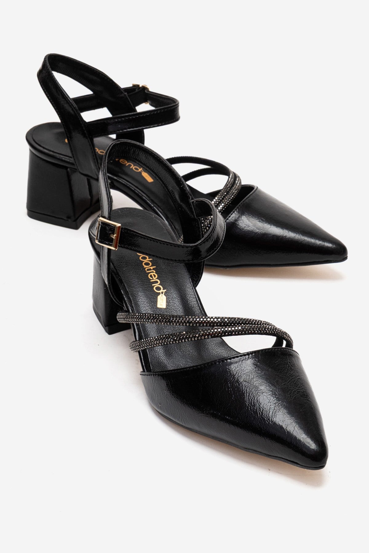 Ccway Siyah Ccway Taşlı Kadın Topuklu Ayakkabı