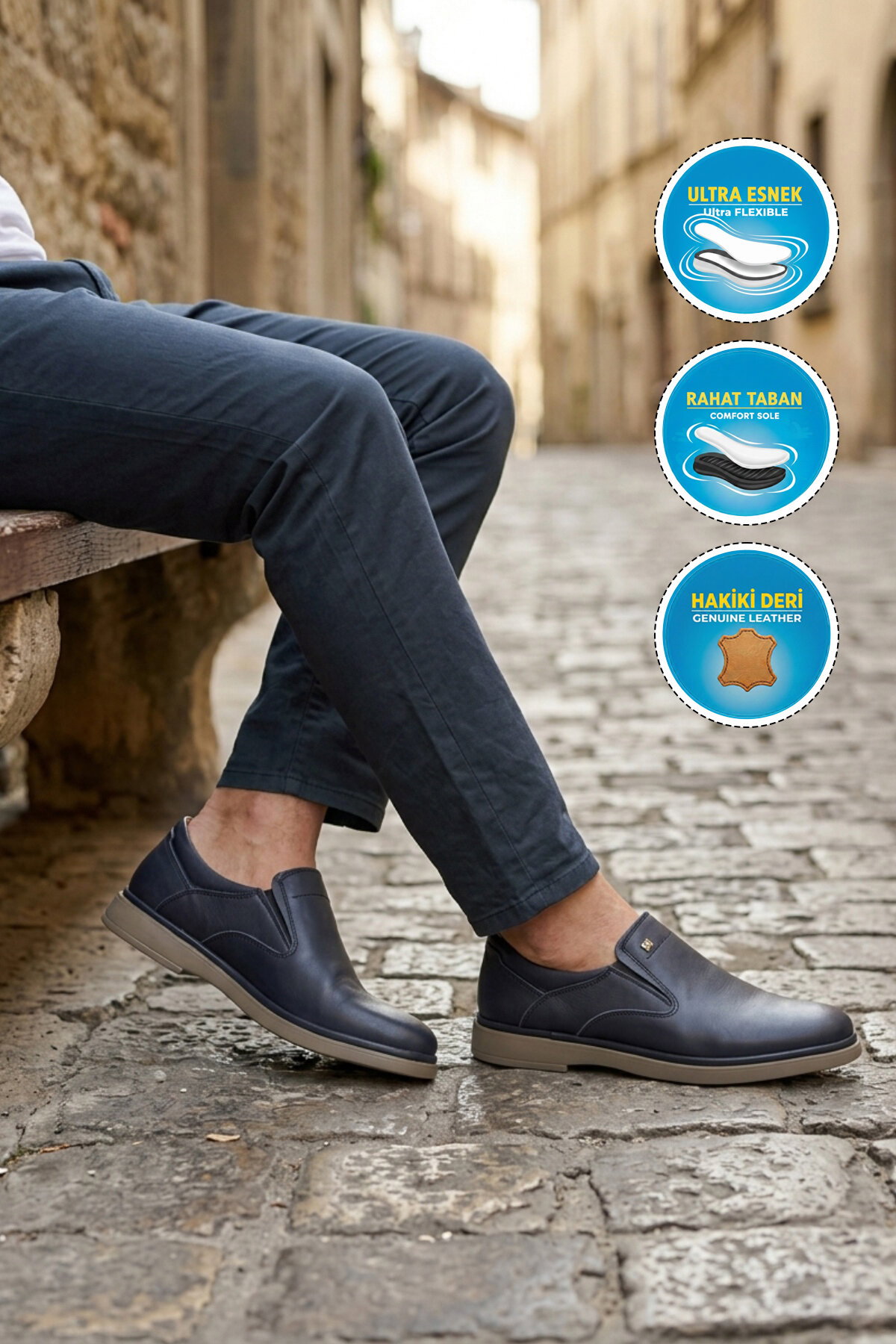 Ayakmod Siyah Ayakmod Hakiki Deri Erkek Casual Ayakkabı 329 M